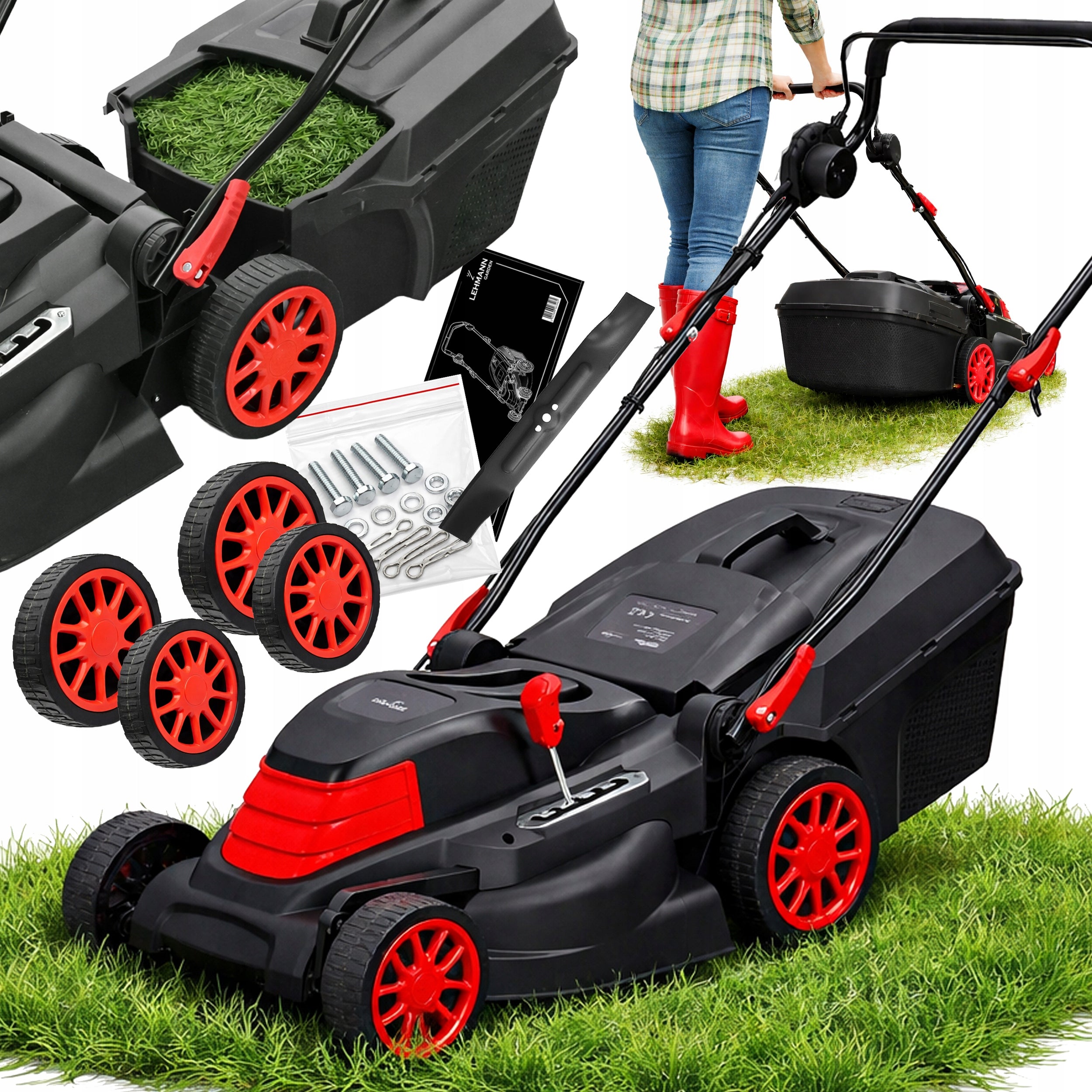 ELECTRIC LAWN MOWER 2600W LARGE STRONG ADJUSTABLE LARGE BASKET 4000ML
