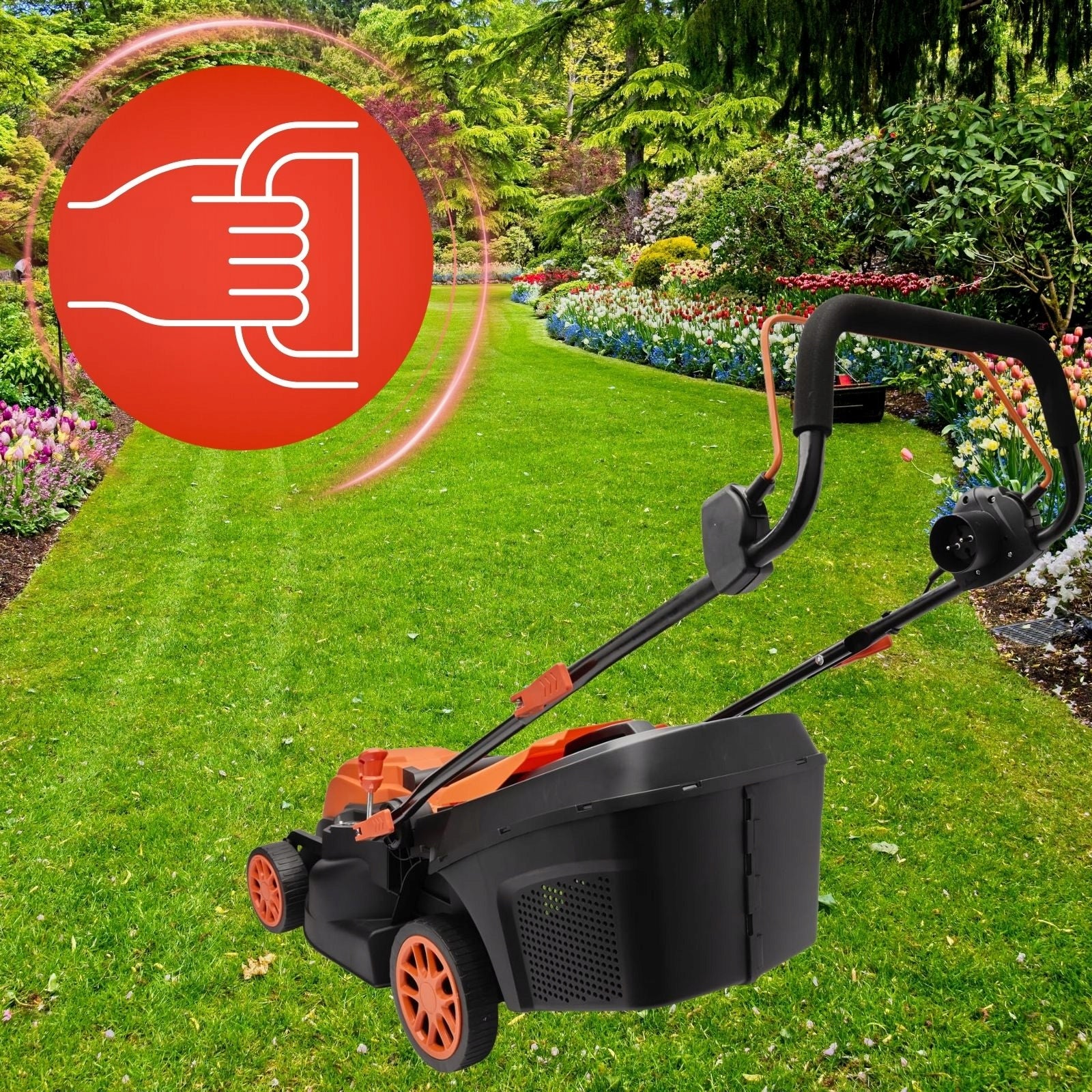 ELECTRIC LAWN MOWER BASKET 45L ADJUSTABLE LARGE BASKET 45L 2600W FREEBIE Basket capacity 45 l