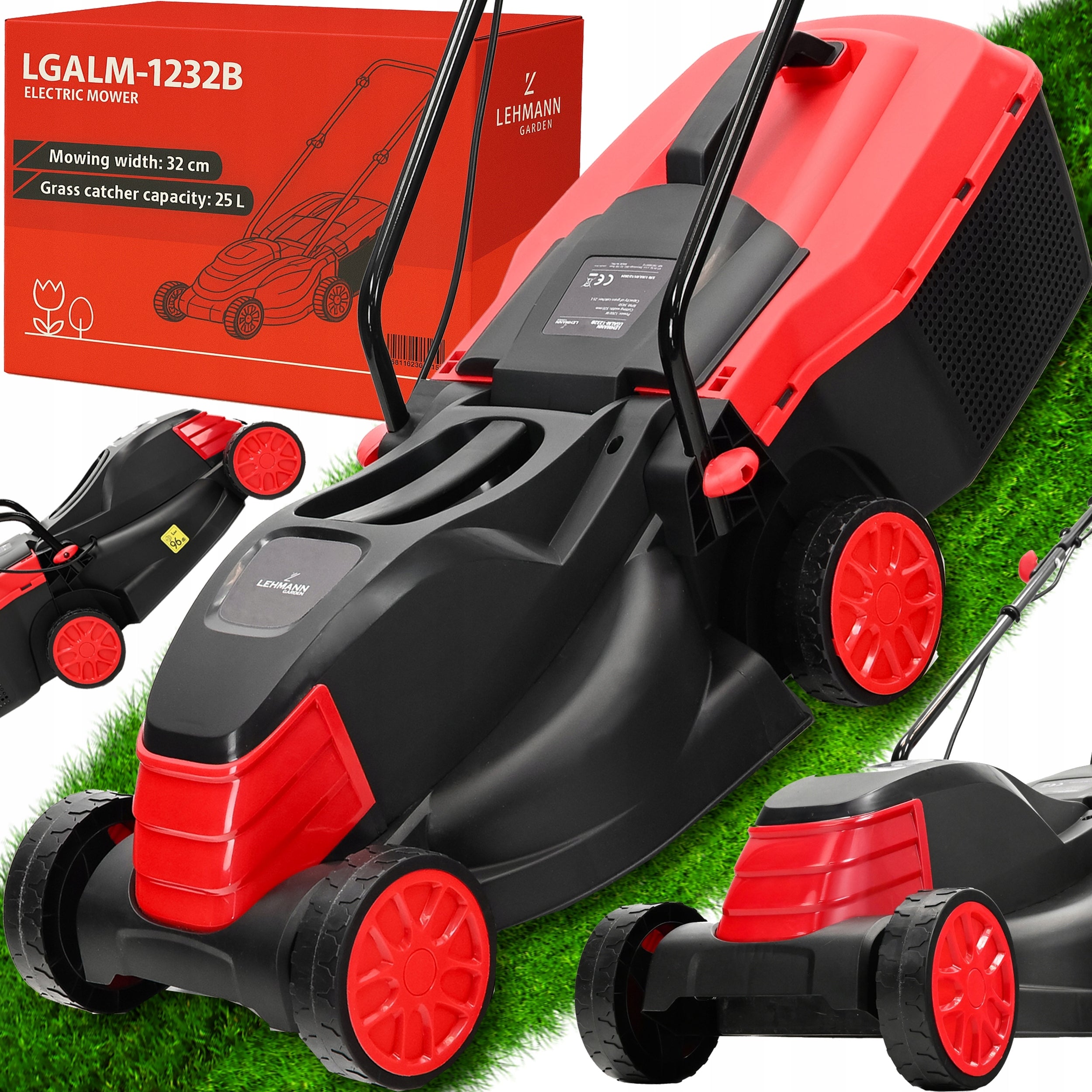 ELECTRIC LAWN MOWER QUIET LARGE STRONG ADJUSTABLE LARGE BASKET 2000W