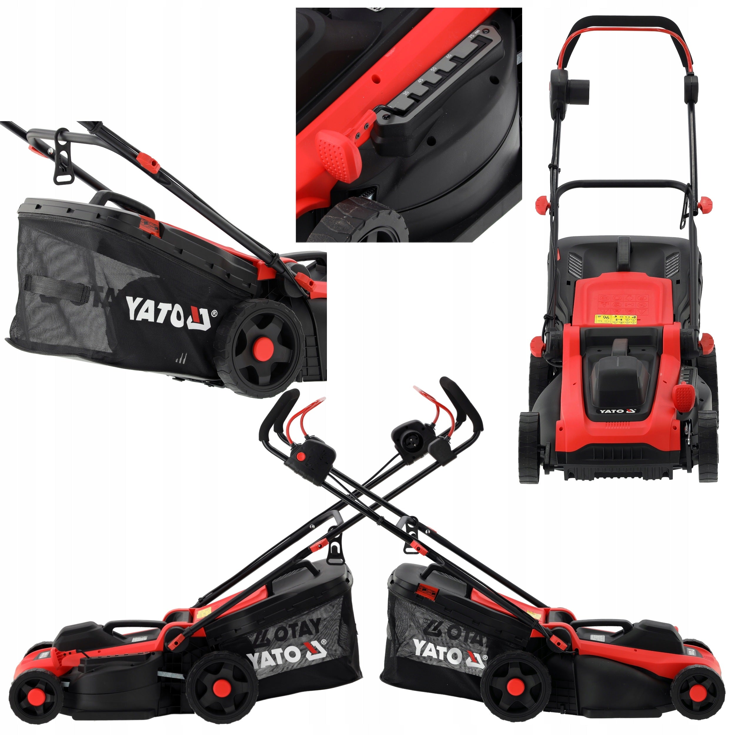 ELECTRIC LAWNMOWER 1800W CUTTING WIDTH 40CM GRASS CATCHER 40L ADJUSTABLE HEIGHT