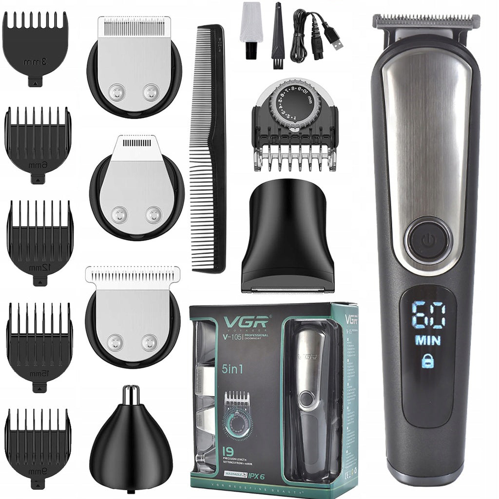 ELECTRIC MALE TRIMMER 5 HEADS 19 POSITIONS LED LENGTH FOR FACE