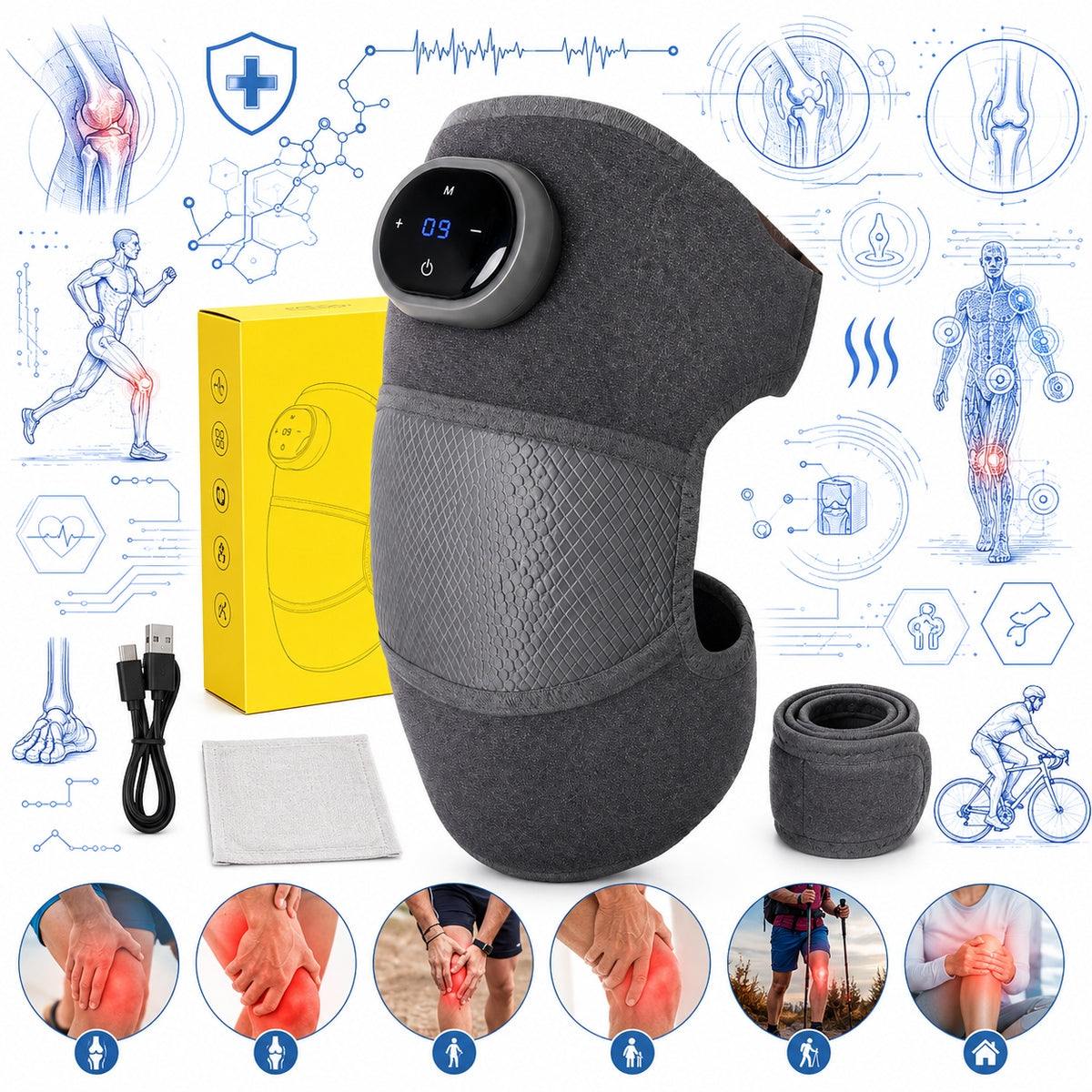 ELECTRIC MASSAGER ELBOW KNEE ARM MASSAGE HEATING VIBRATION