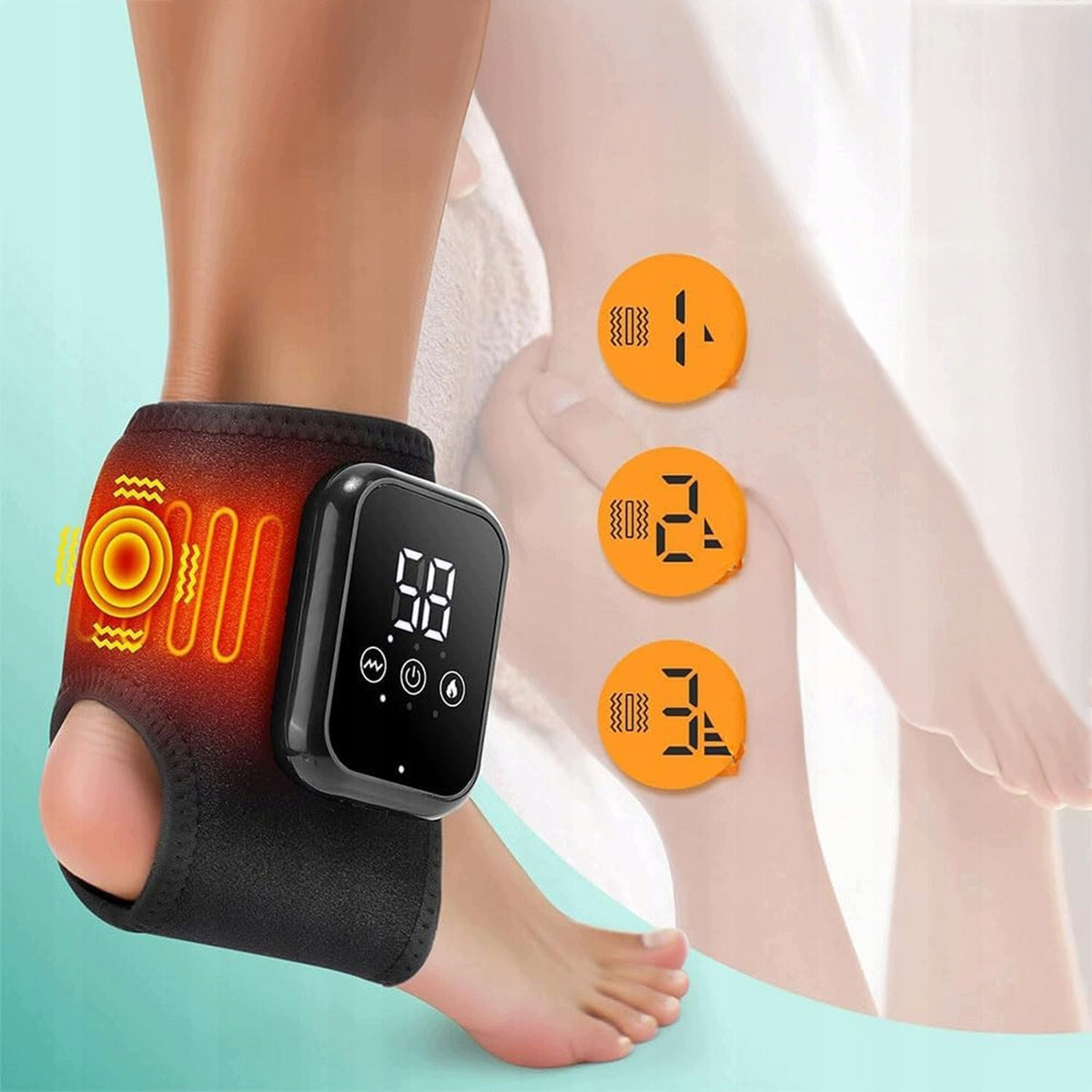 ELECTRIC MASSAGER FOR FEET AND ANKLES BLACK WITH HEATING AND 3 LEVELS OF MASSAGE Kind feet