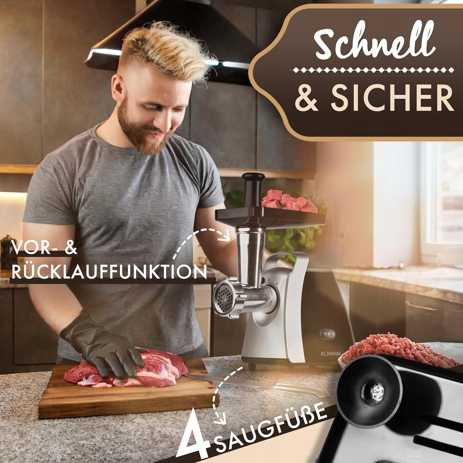 ELECTRIC MEAT GRINDER 1000W STAINLESS STEEL KEBBE SAUSAGE TARTARE EAN (GTIN) 5906104701728
