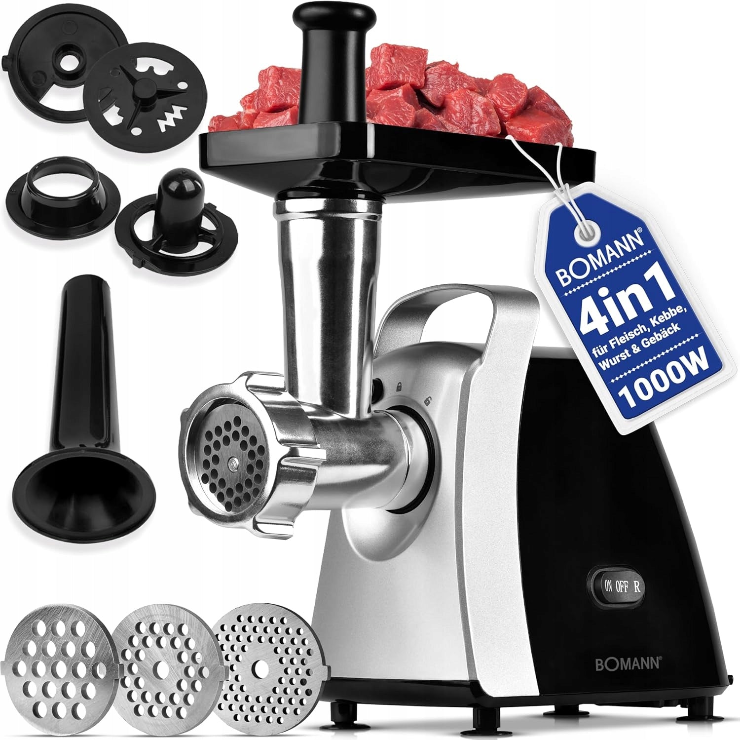 ELECTRIC MEAT GRINDER 1000W STAINLESS STEEL KEBBE SAUSAGE TARTARE