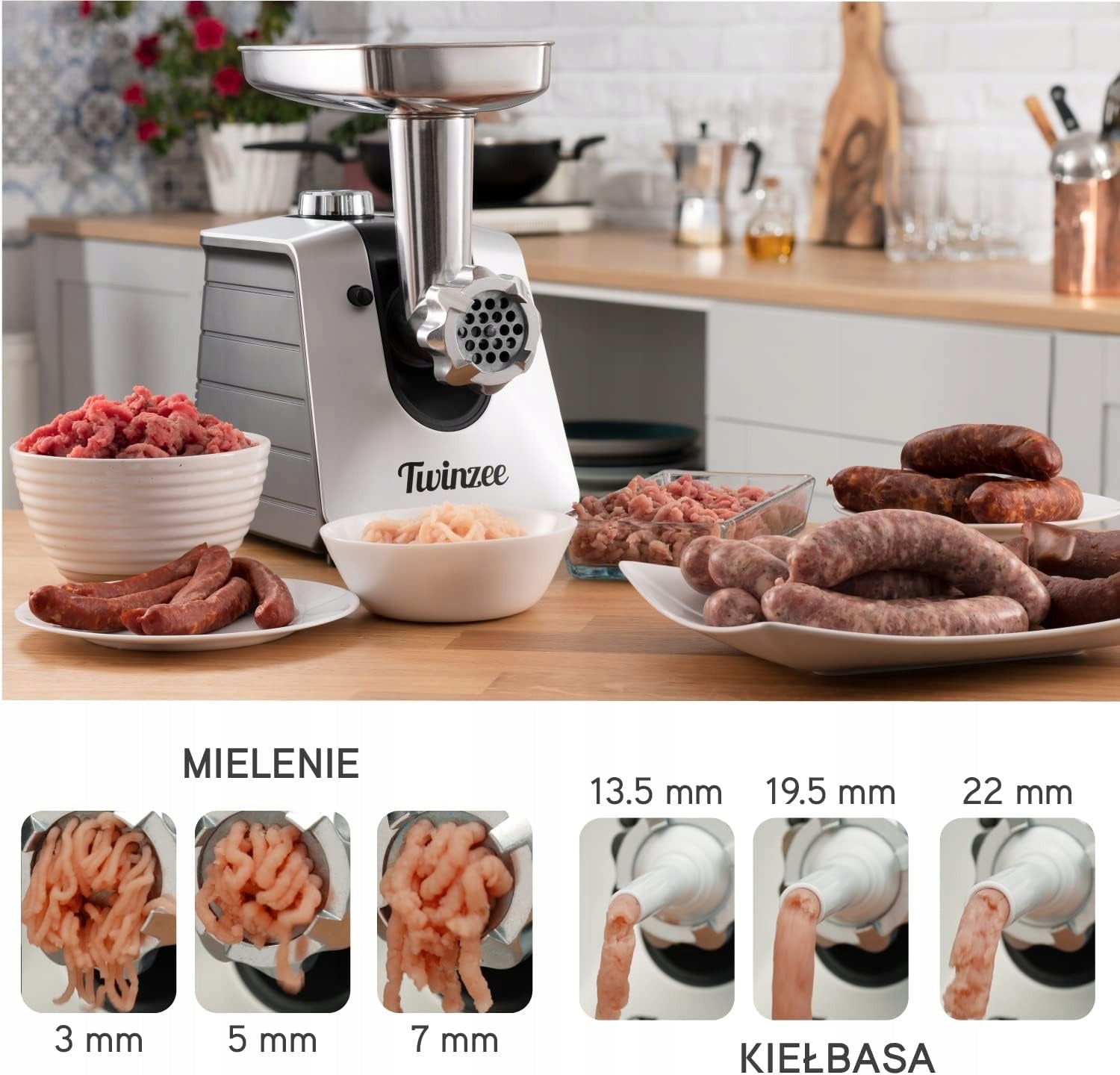 ELECTRIC MEAT GRINDER 1500W 3 STRAINERS SAUSAGE STUFFER EAN (GTIN) 5903262753873