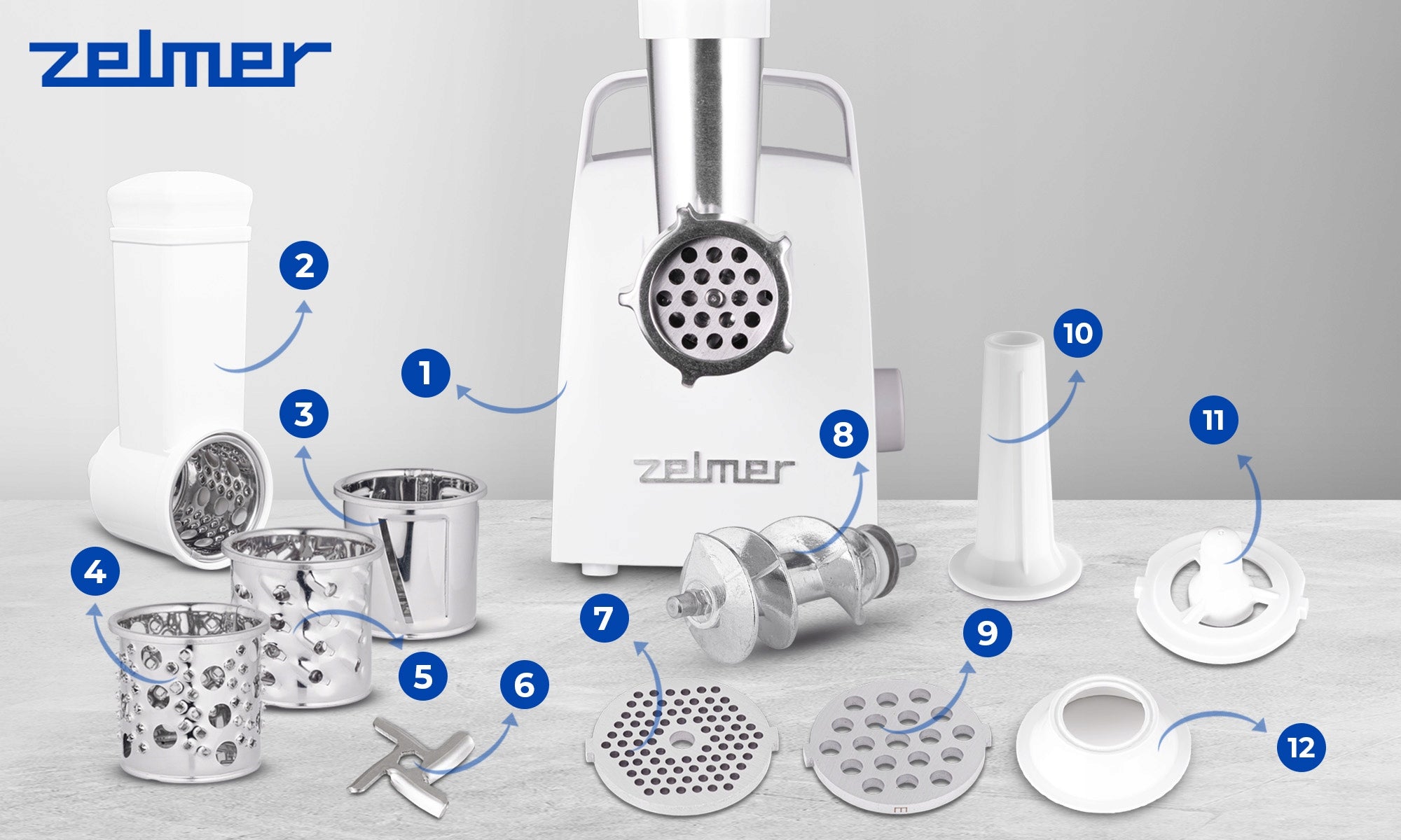 ELECTRIC MEAT GRINDER ZELMER SHREDDER 300W 1,5 KG/MIN Manufacturer code ZMM1335B
