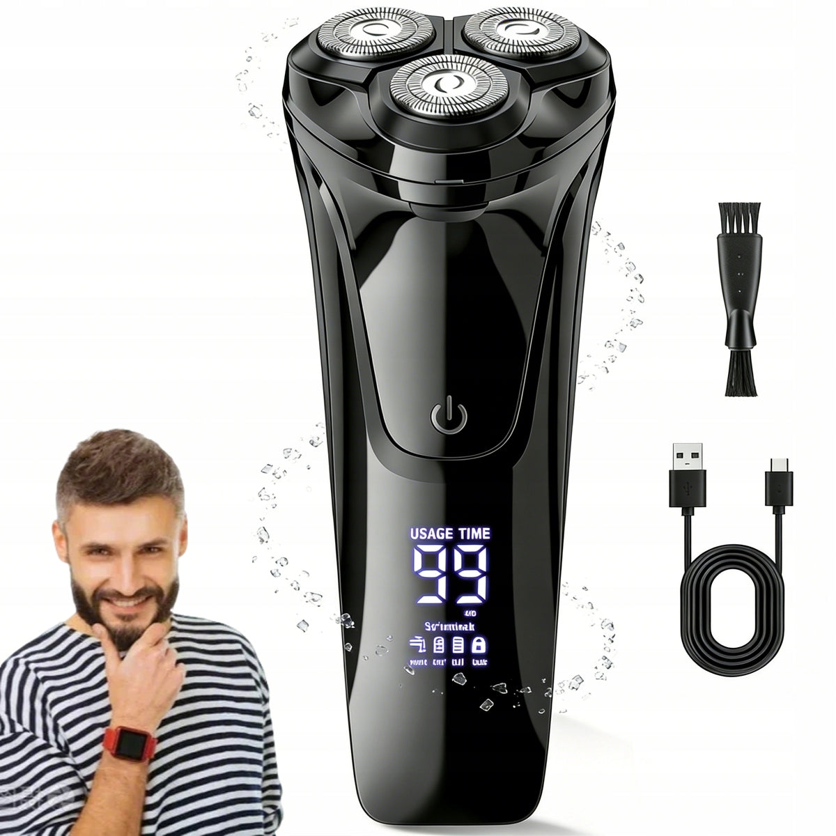 ELECTRIC MEN'S SHAVER Wireless FACIAL HAIR RAZOR +TRIMMER