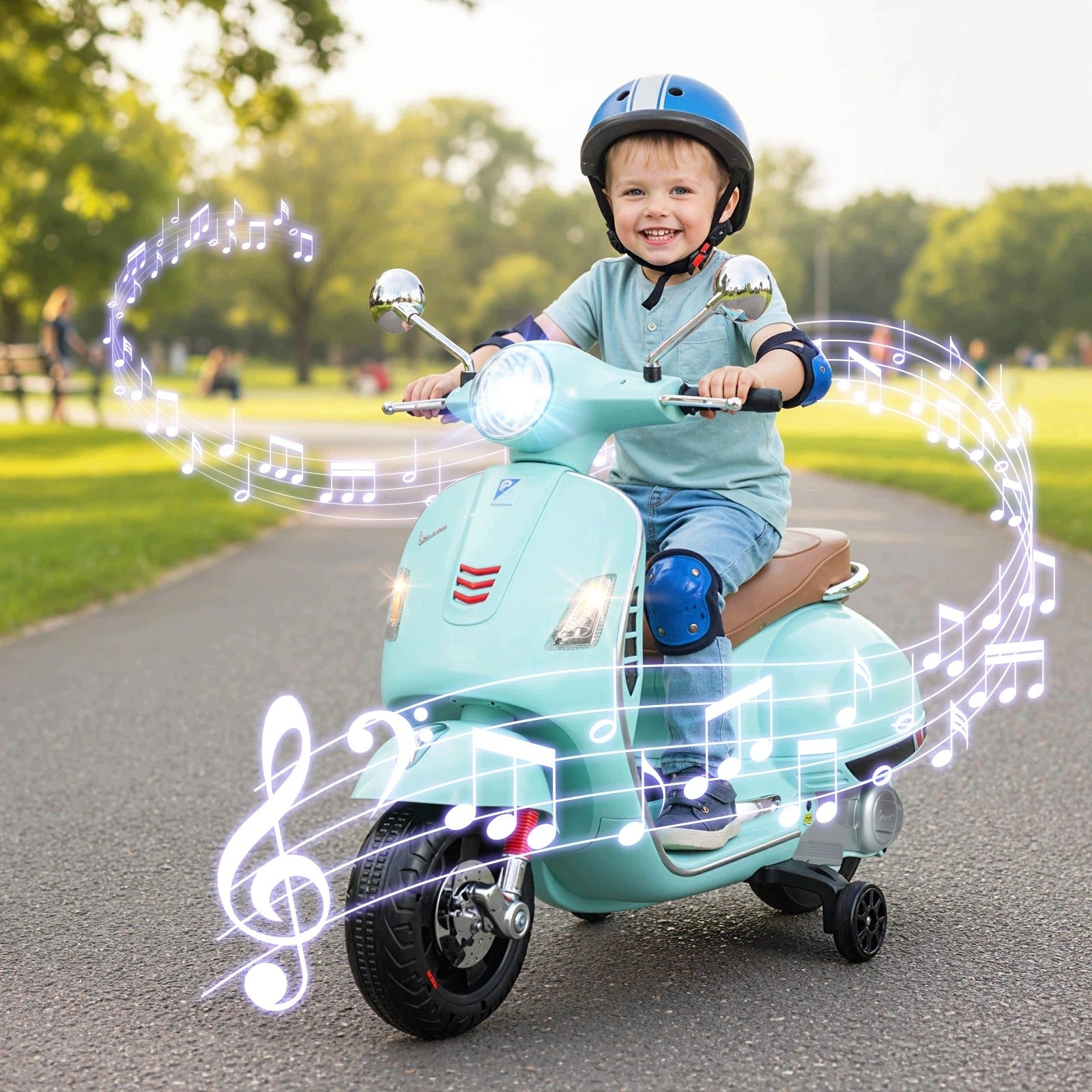 ELECTRIC MOTORCYCLE FOR CHILDREN VESPA BLUE 3-6 YEARS POWER 30W Maximum speed 3 km/h