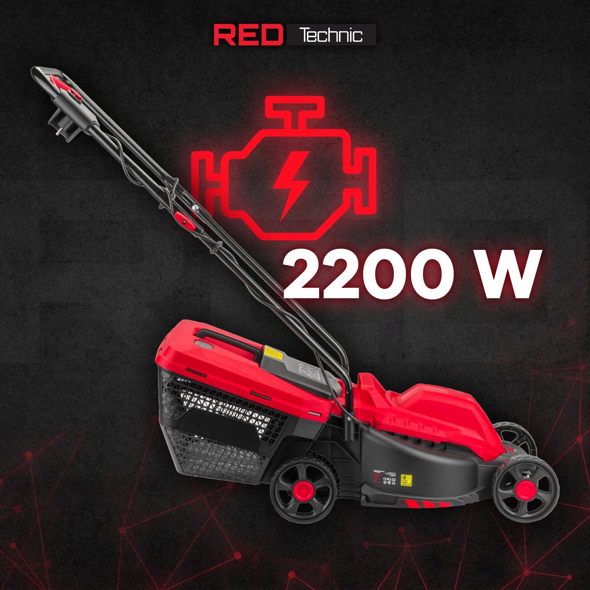ELECTRIC MOWER 2200W 32 CM LARGE BASKET 30 L HEIGHT ADJUSTMENT LIGHT Tool weight 6.2 kg