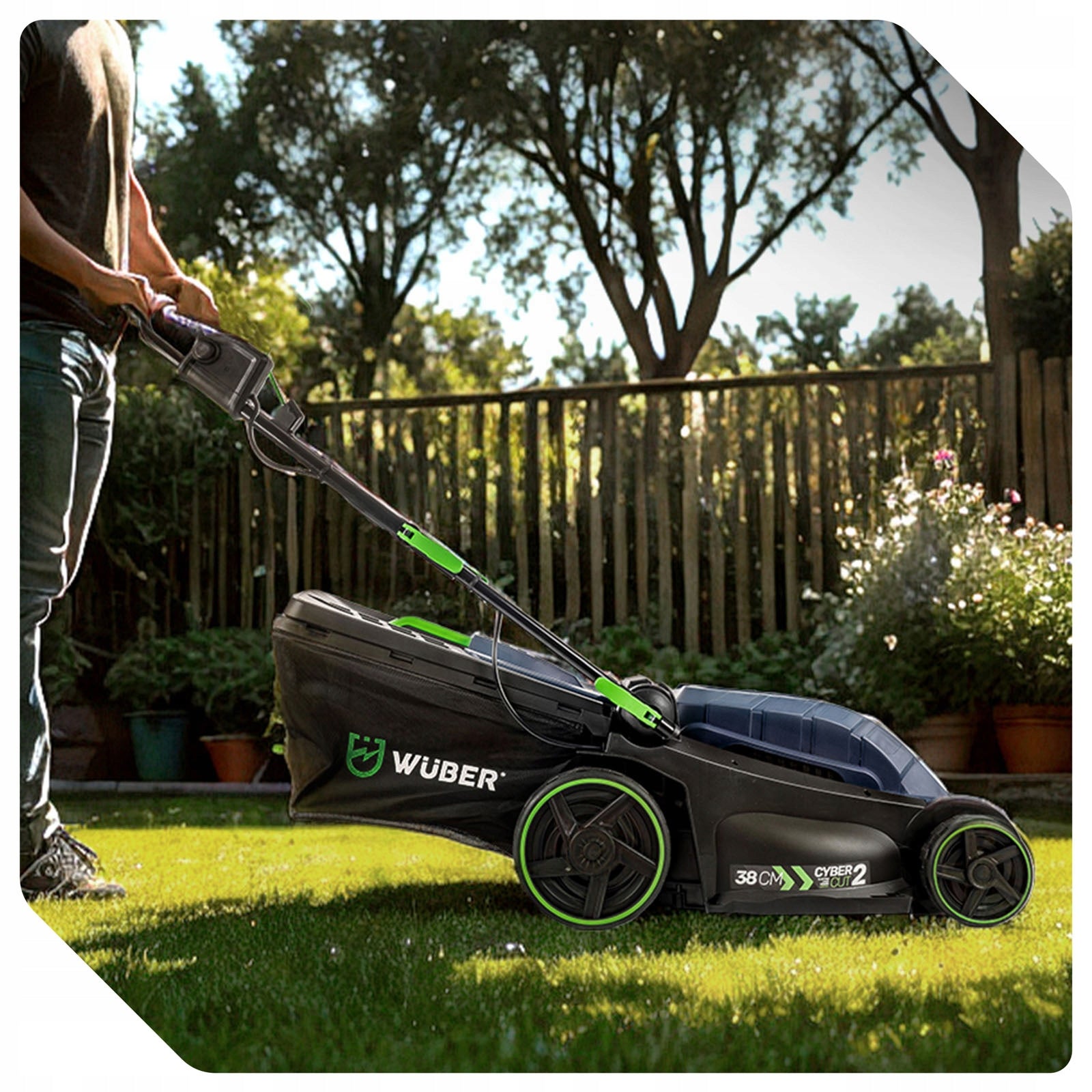 ELECTRIC MOWER LIGHT STRONG FOR GRASS WITH ADJUSTABLE LARGE BASKET WUBER MULCH Packaging status original