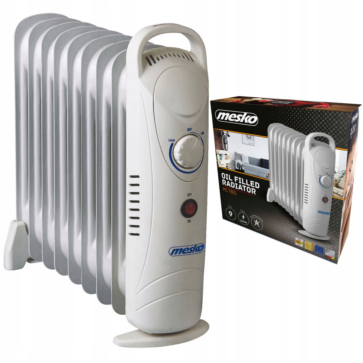 ELECTRIC OIL HEATER 1000W 9 RIBS TEMPERATURE CONTROL MESKO