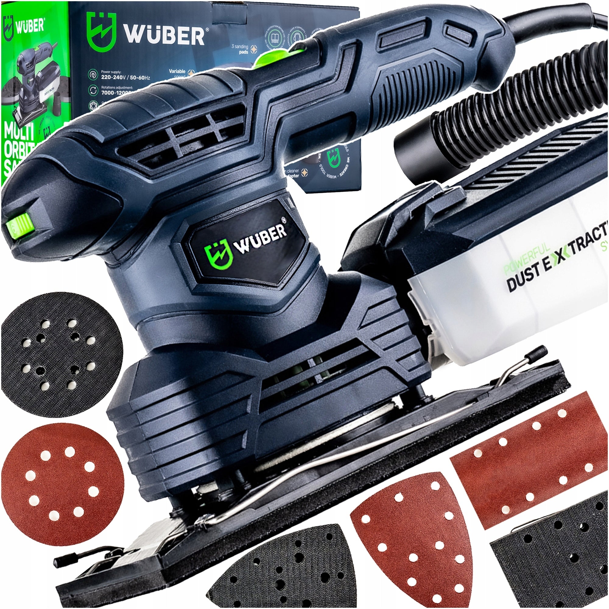 ELECTRIC OSCILLATING ECCENTRIC GRINDER WITH ADJUSTABLE ROTATION 3in1 PADS