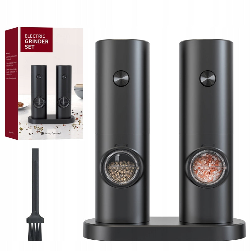 ELECTRIC PEPPER AND SALT GRINDER BATTERY OPERATED STRONG STAND SET x2