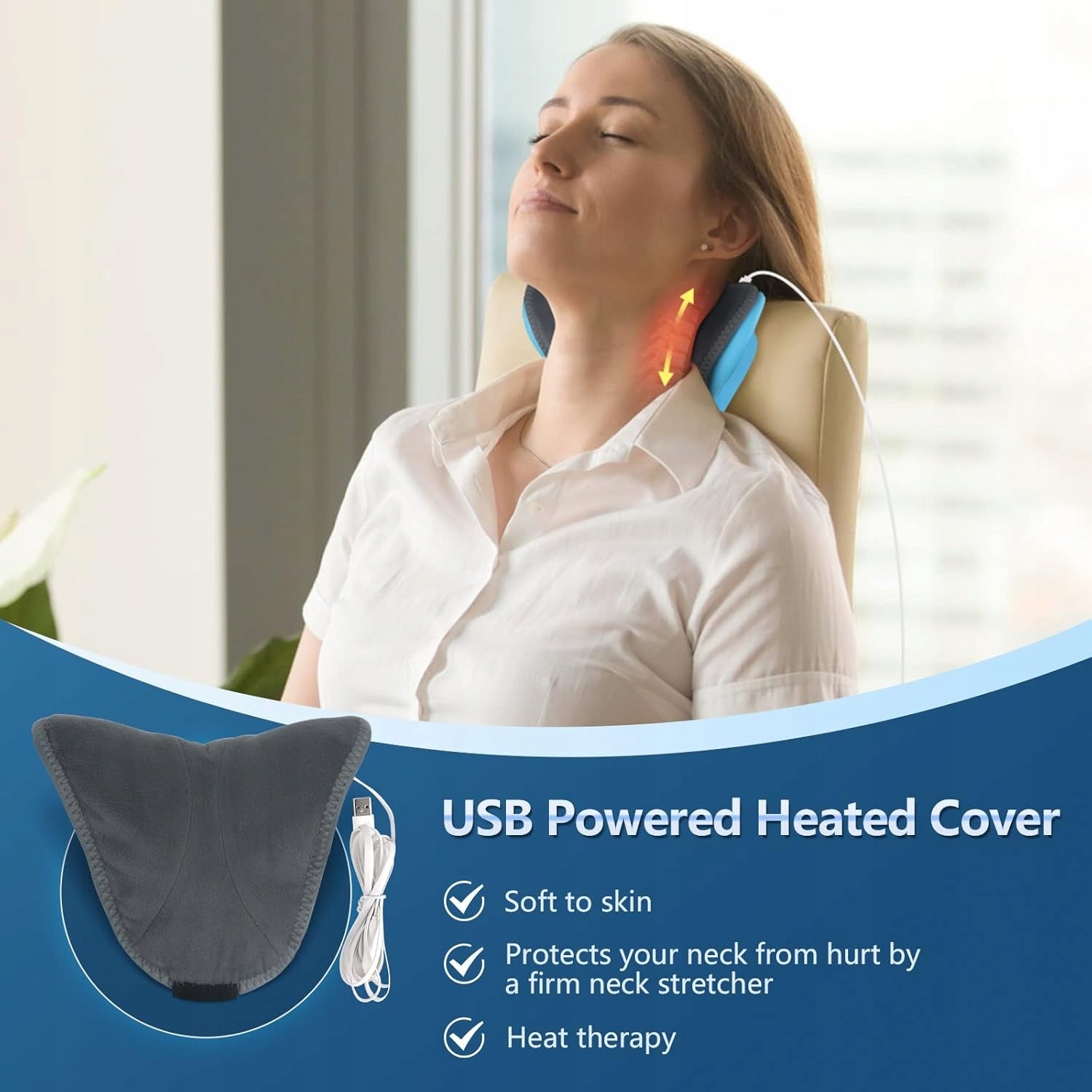 ELECTRIC PILLOW HEATING MAT HEATER THERMAL BLANKET FOR BACK NECK Color gray