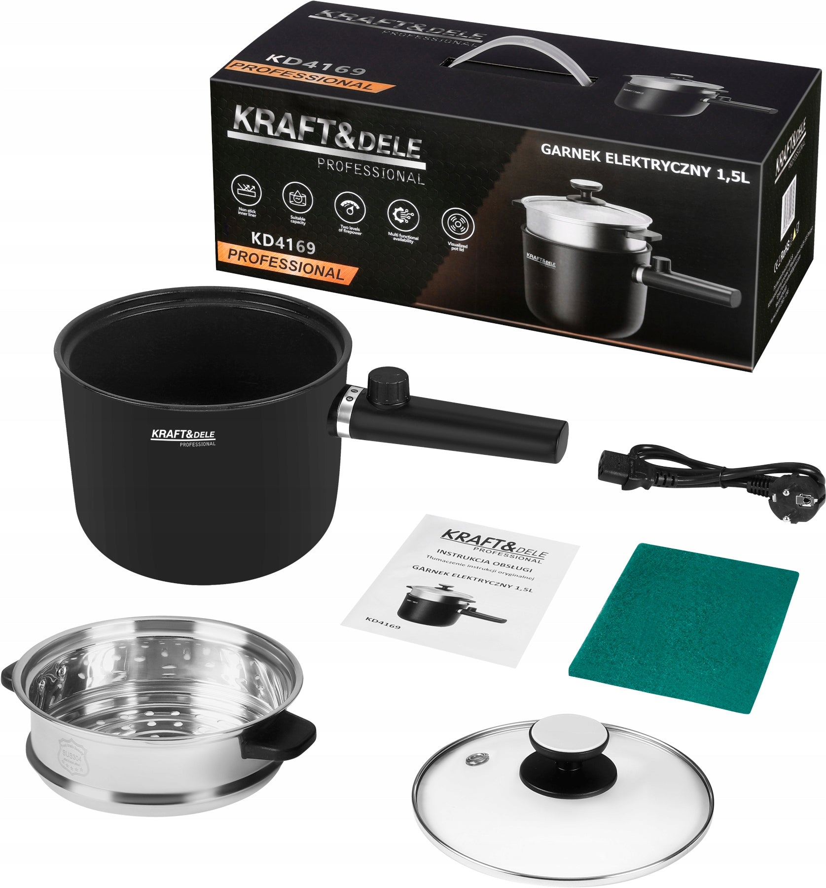 ELECTRIC POT 1,5L 600W MULTIFUNCTIONAL FOR COOKING AND HEATING Manufacturer code KD4169