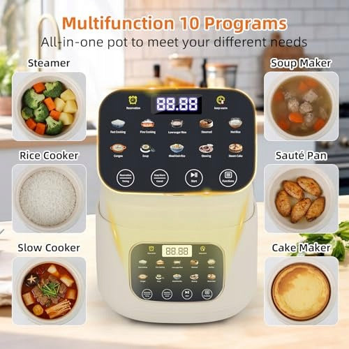 ELECTRIC PRESSURE COOKER FOR RICE 3L CERAMIC 10 PROGRAMS FOR FAMILY Dominant color clear
