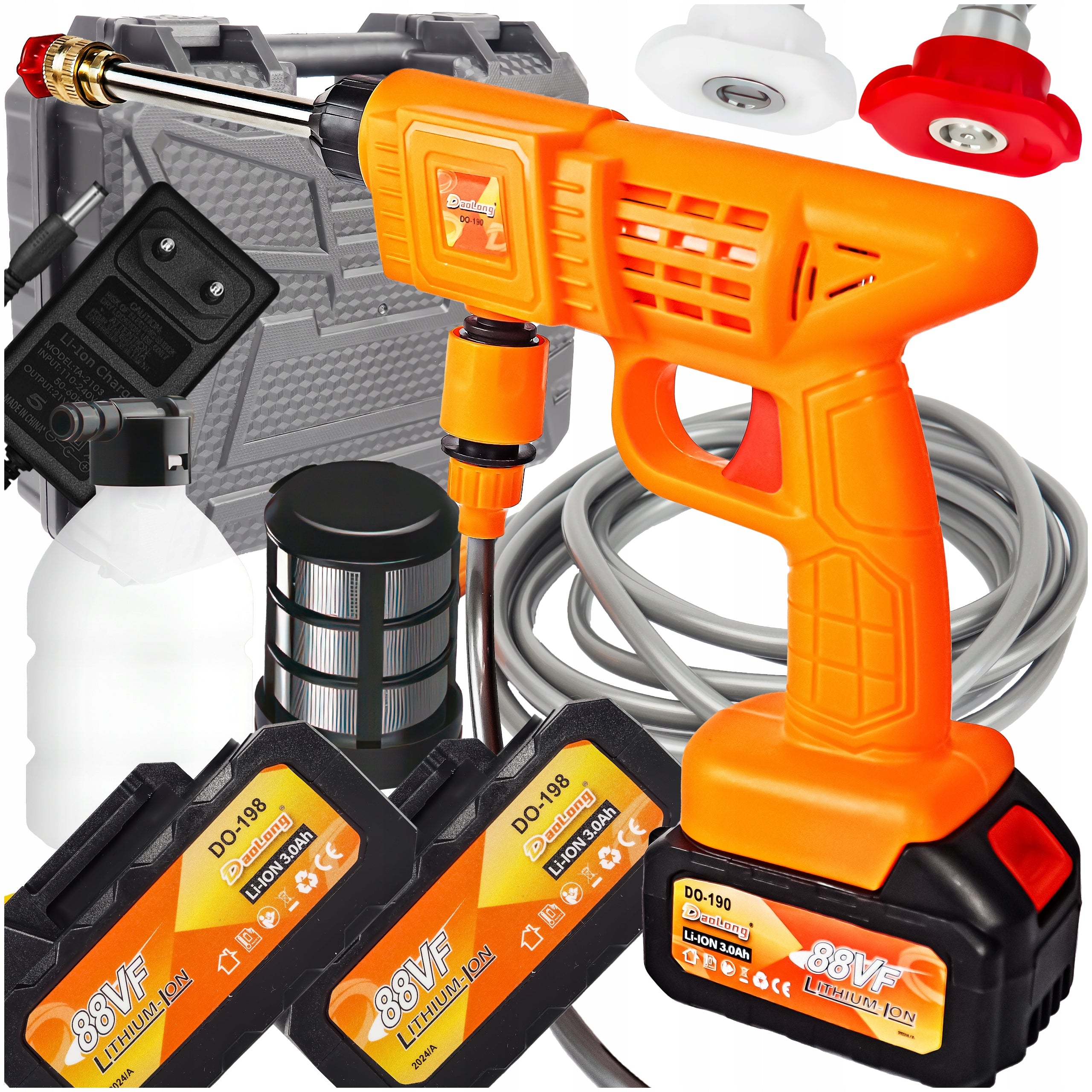 ELECTRIC PRESSURE WASHER 800W + 2X 3000mAh BATTERY FOR WASHING 40BAR