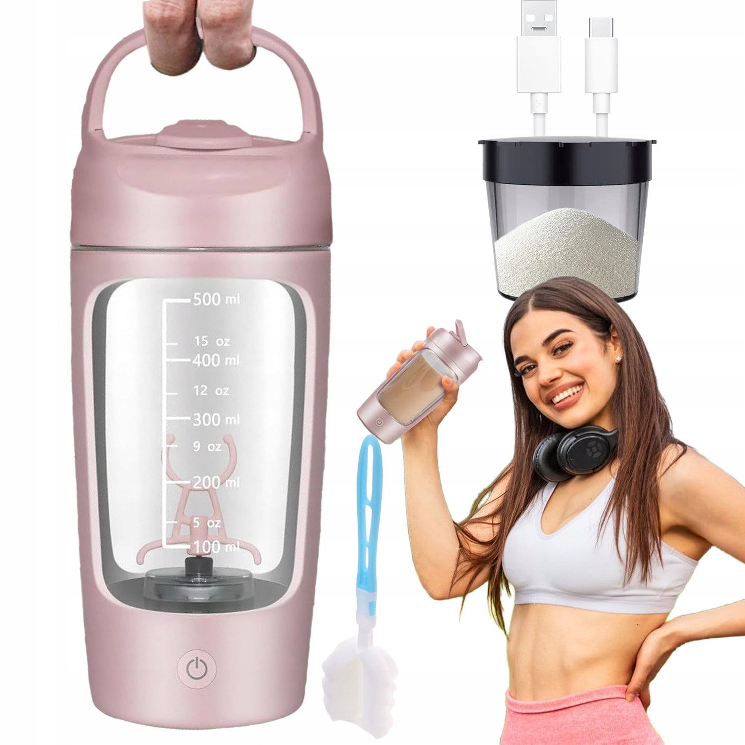 ELECTRIC PROTEIN SHAKER BOTTLE 650ML BOTTLE USB TRAINING BLENDER