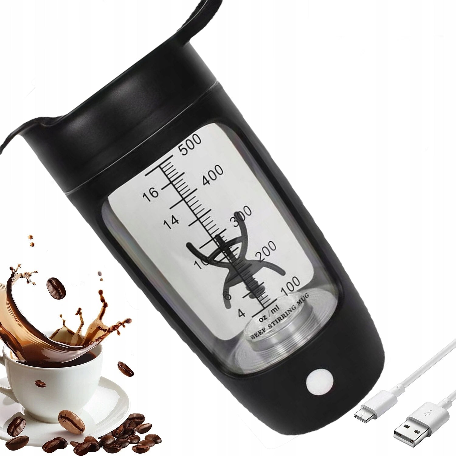 ELECTRIC PROTEIN SHAKER FOR GYM 0.6L PORTABLE ELECTRIC SHAKER
