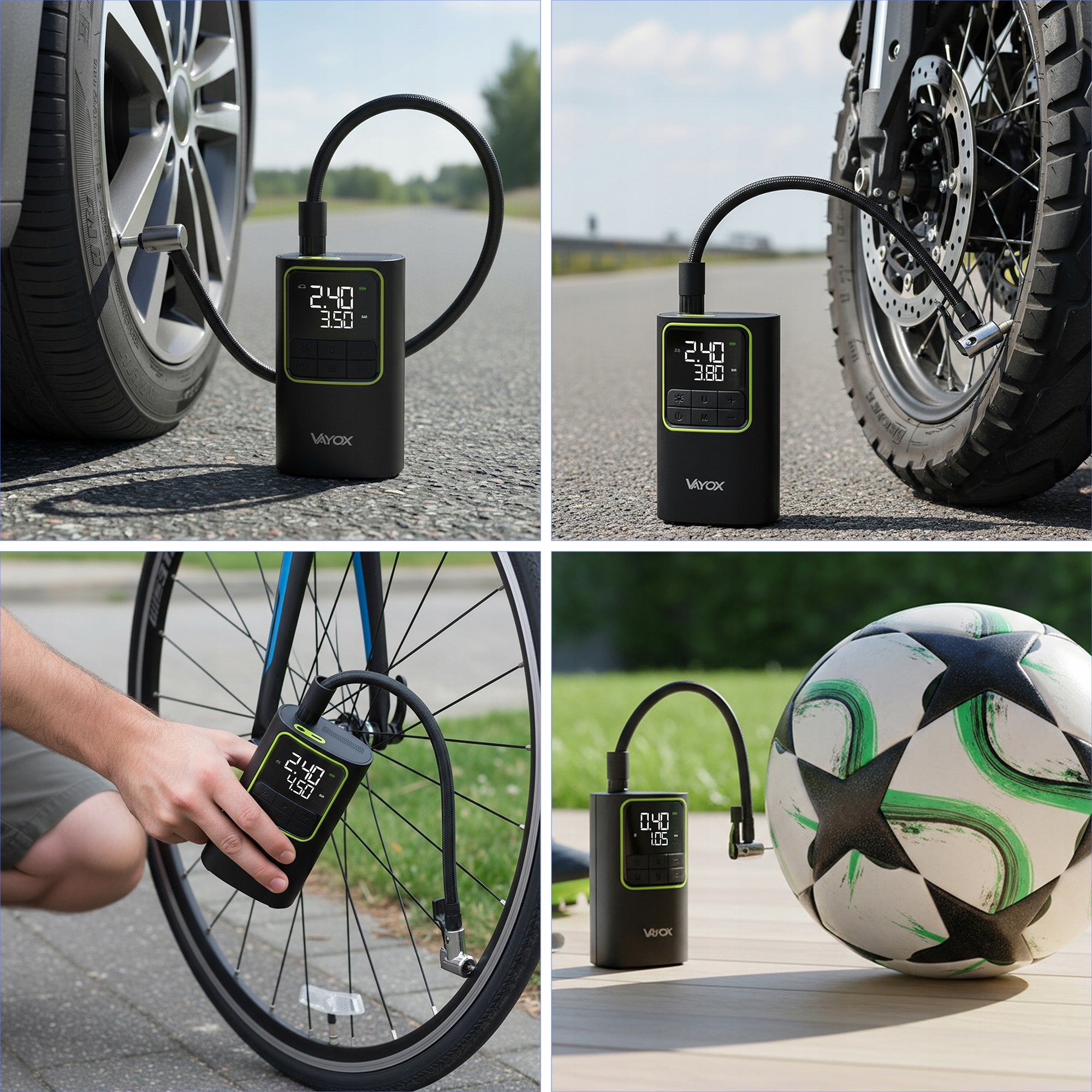 ELECTRIC PUMP BATTERY CAR BICYCLE WHEEL COMPRESSOR VAYOX Packaging status original