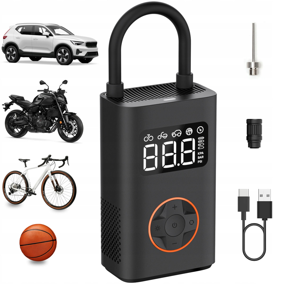 ELECTRIC PUMP CORDLESS CAR BICYCLE FOR TIRE WHEEL BALL PRO