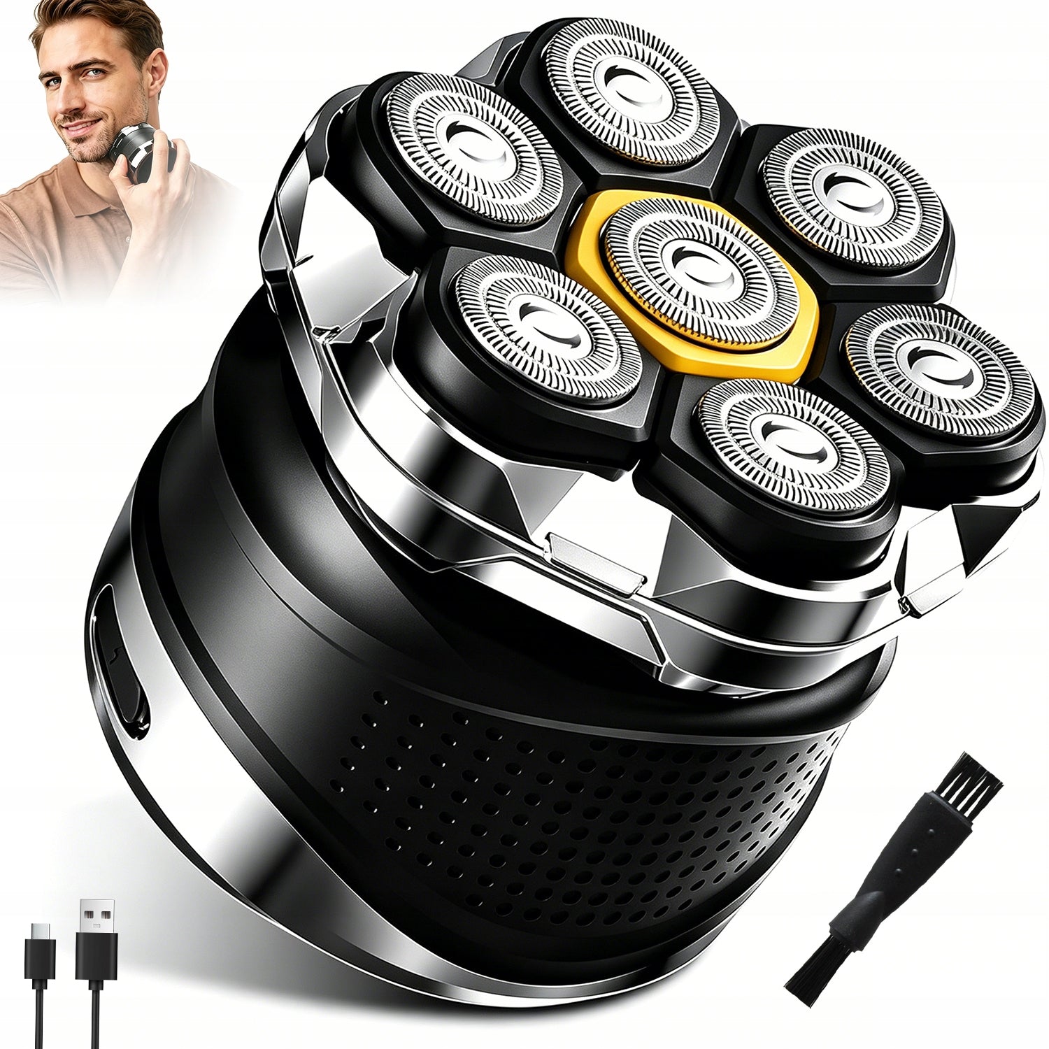 ELECTRIC RAZOR 7 HEADS IPX7 100MIN CHARGING 2H BLACK