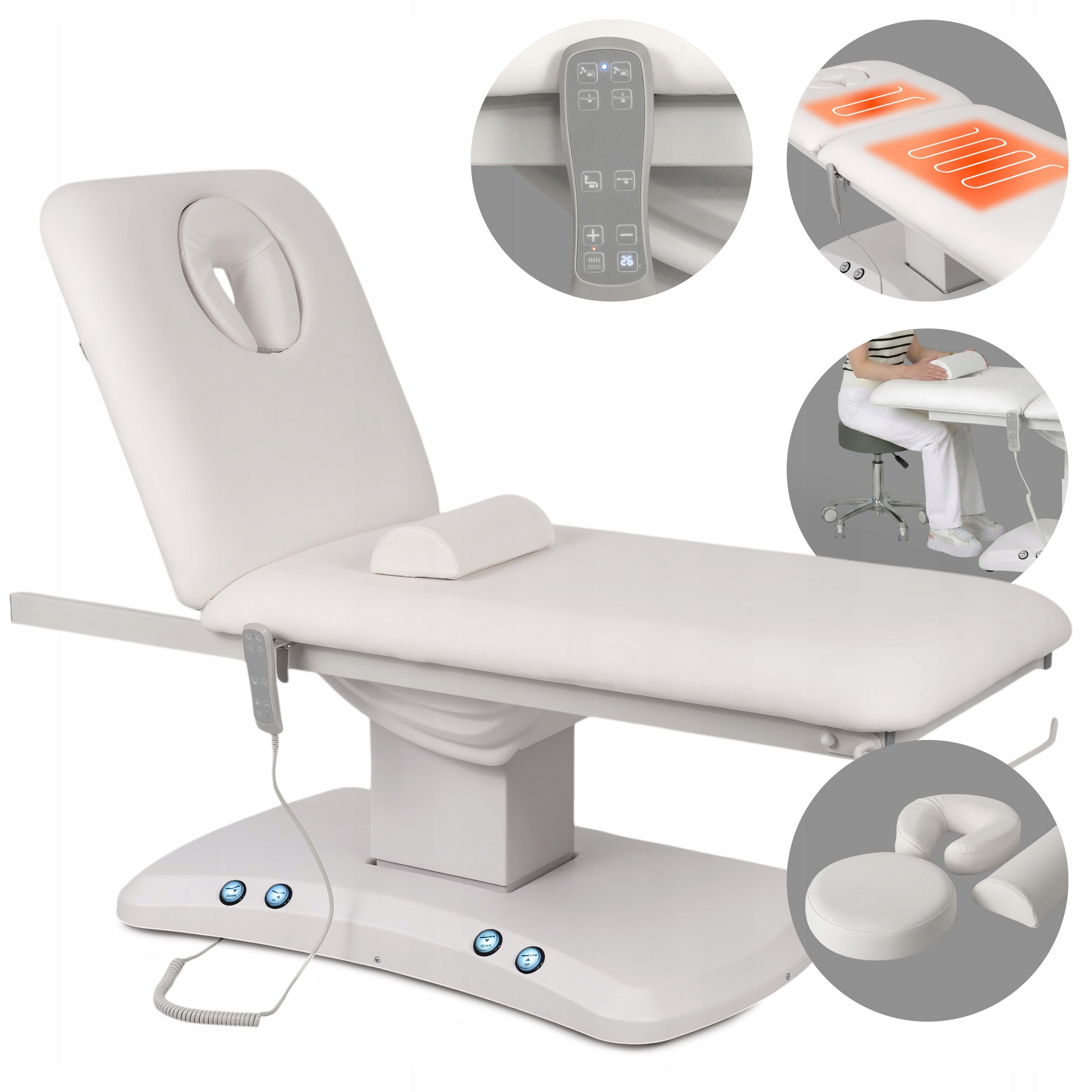 ELECTRIC REHABILITATION TABLE FOR MASSAGE ESTELLA ERGO 2 WHITE REMOTE CONTROL HABYS