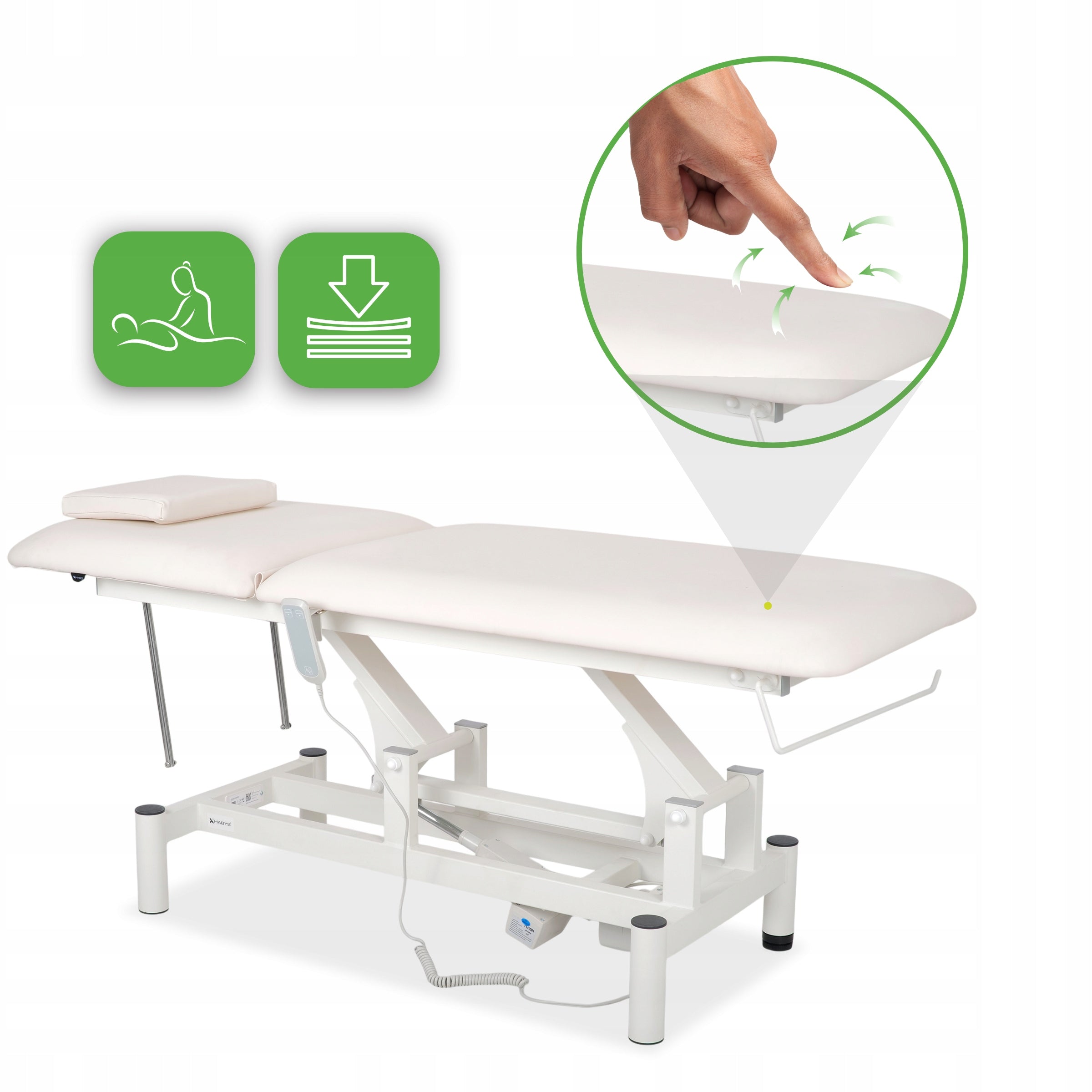 ELECTRIC REHABILITATION TABLE STATIONARY OPTIMA WHITE PILOT HABYS Brand Habys