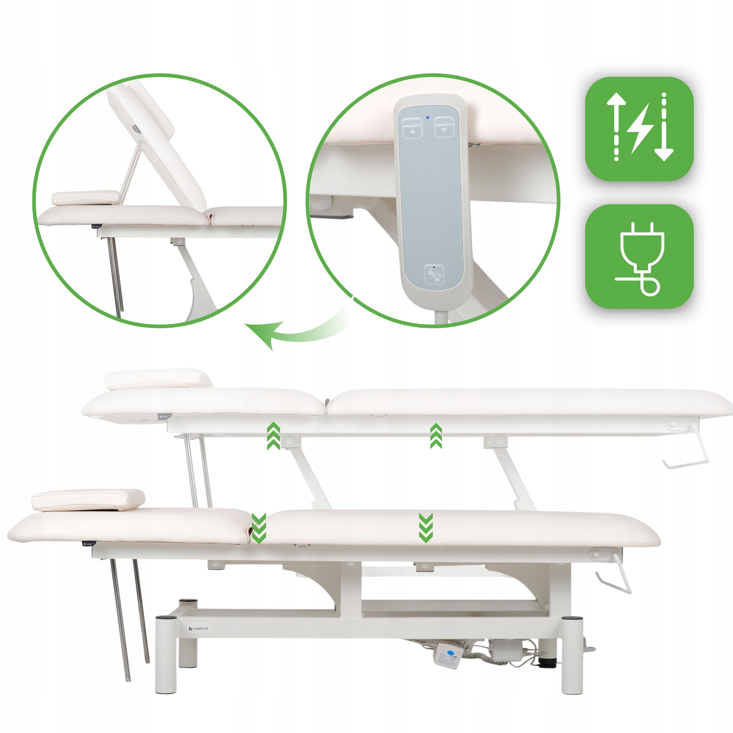 ELECTRIC REHABILITATION TABLE STATIONARY OPTIMA WHITE PILOT HABYS Color white