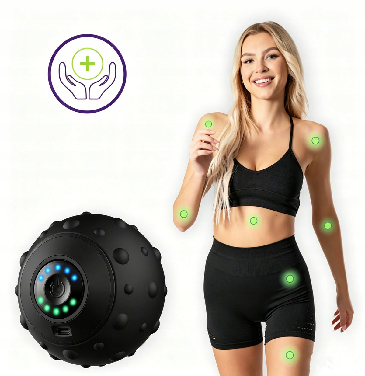 ELECTRIC ROLLER MASSAGE BALL VIBRATION FASCIA MUSCLE FEET 3.7V