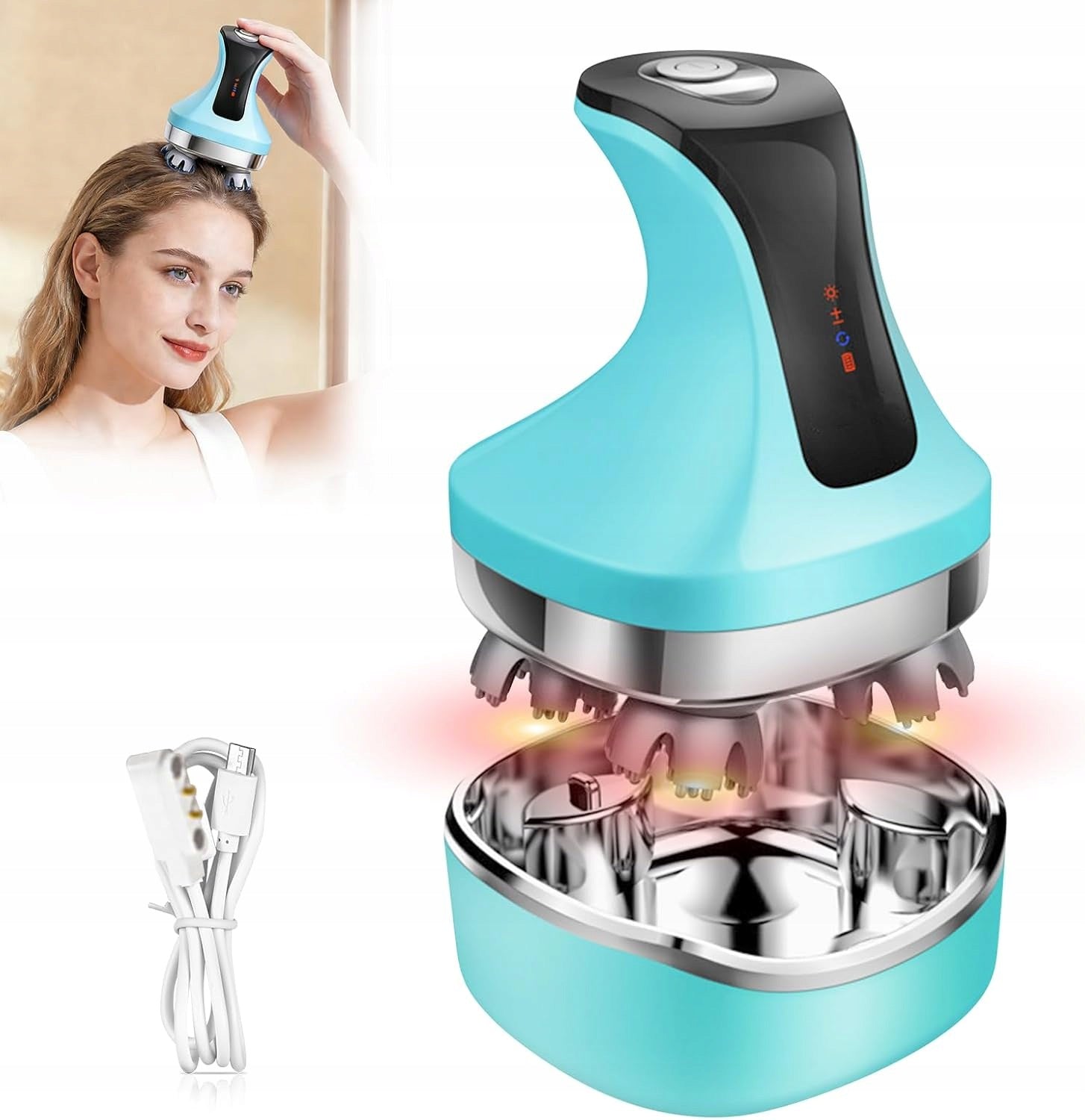 ELECTRIC SCALP MASSAGER 4 CORDLESS SILICONE HEADS Packaging status original