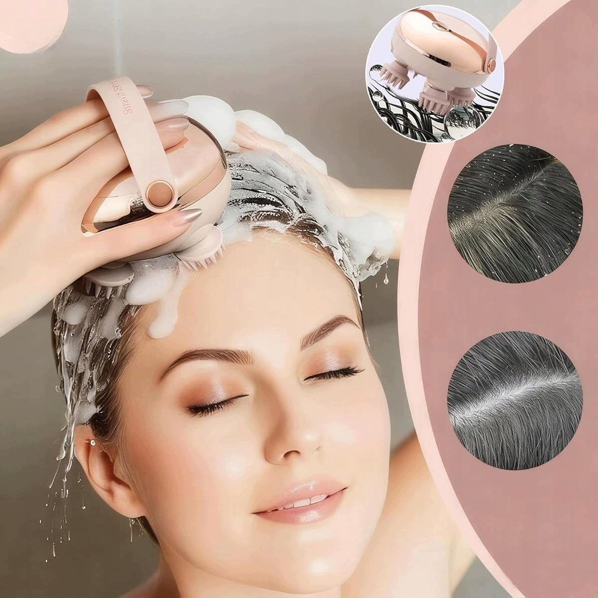 ELECTRIC SCALP MASSAGER VIBRATION SILICONE HAIR RELAXATION 900mAh Packaging status original