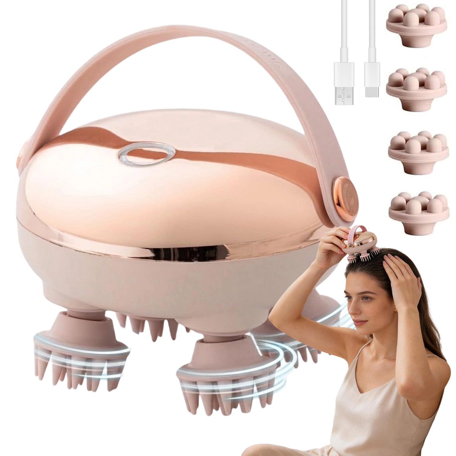 ELECTRIC SCALP MASSAGER VIBRATION SILICONE HAIR RELAXATION 900mAh