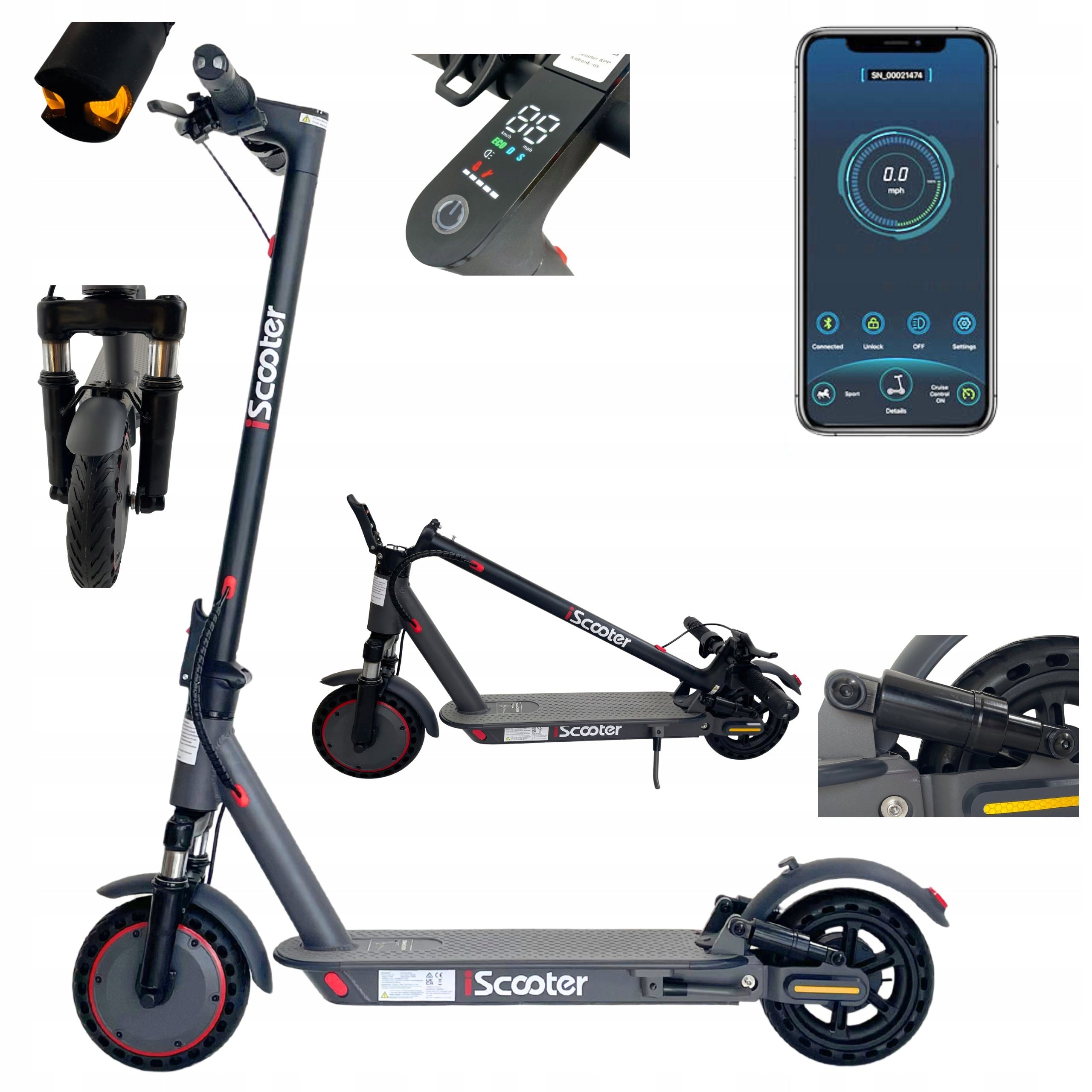 ELECTRIC SCOOTER DURABLE FOR ADULTS 120KG SHOCK ABSORPTION DIRECTIONS