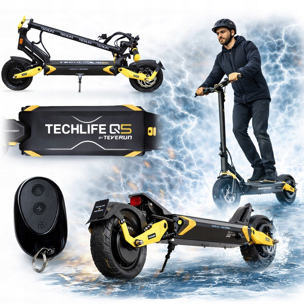 ELECTRIC SCOOTER TECHLIFE Q5 RS V3 2x1500W 52V 25Ah SAMSUNG 85KM PILOT