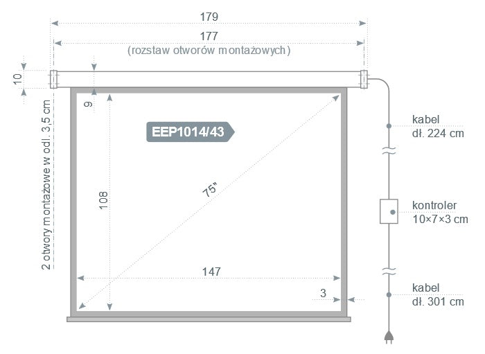 ELECTRIC SCREEN 2x3 PROFI 147x108 153x114 4:3 MW Brand 2X3