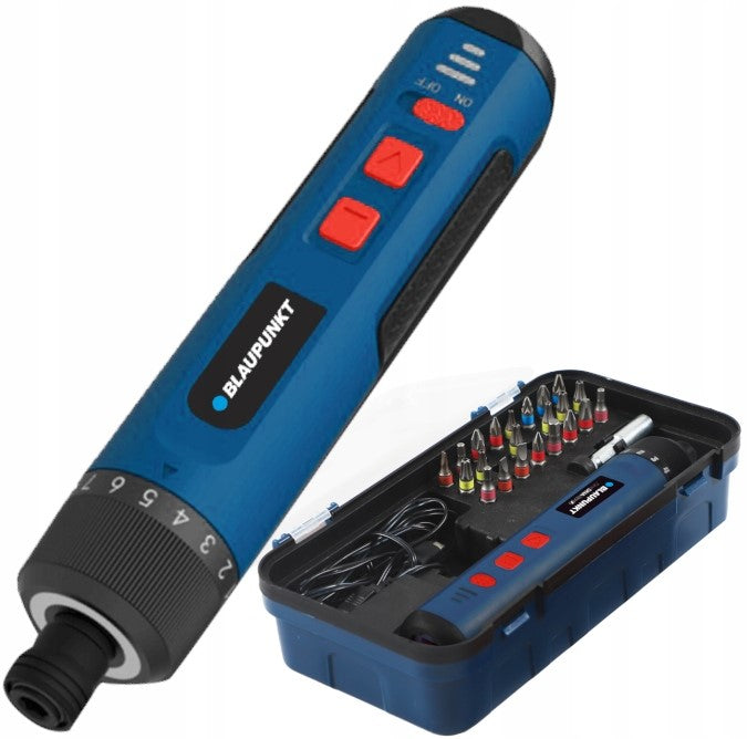 ELECTRIC SCREWDRIVER CORDLESS SCREWDRIVER 4V BLAUPUNKT SET OF 26 BITS Manufacturer code CD2010