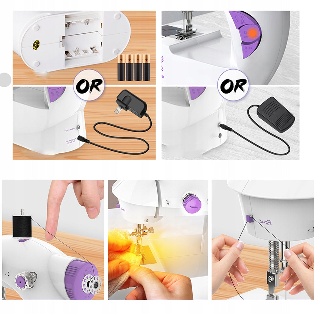 ELECTRIC SEWING MACHINE SMALL WITH PEDAL FOR FABRIC AND THIN LEATHER Material metal