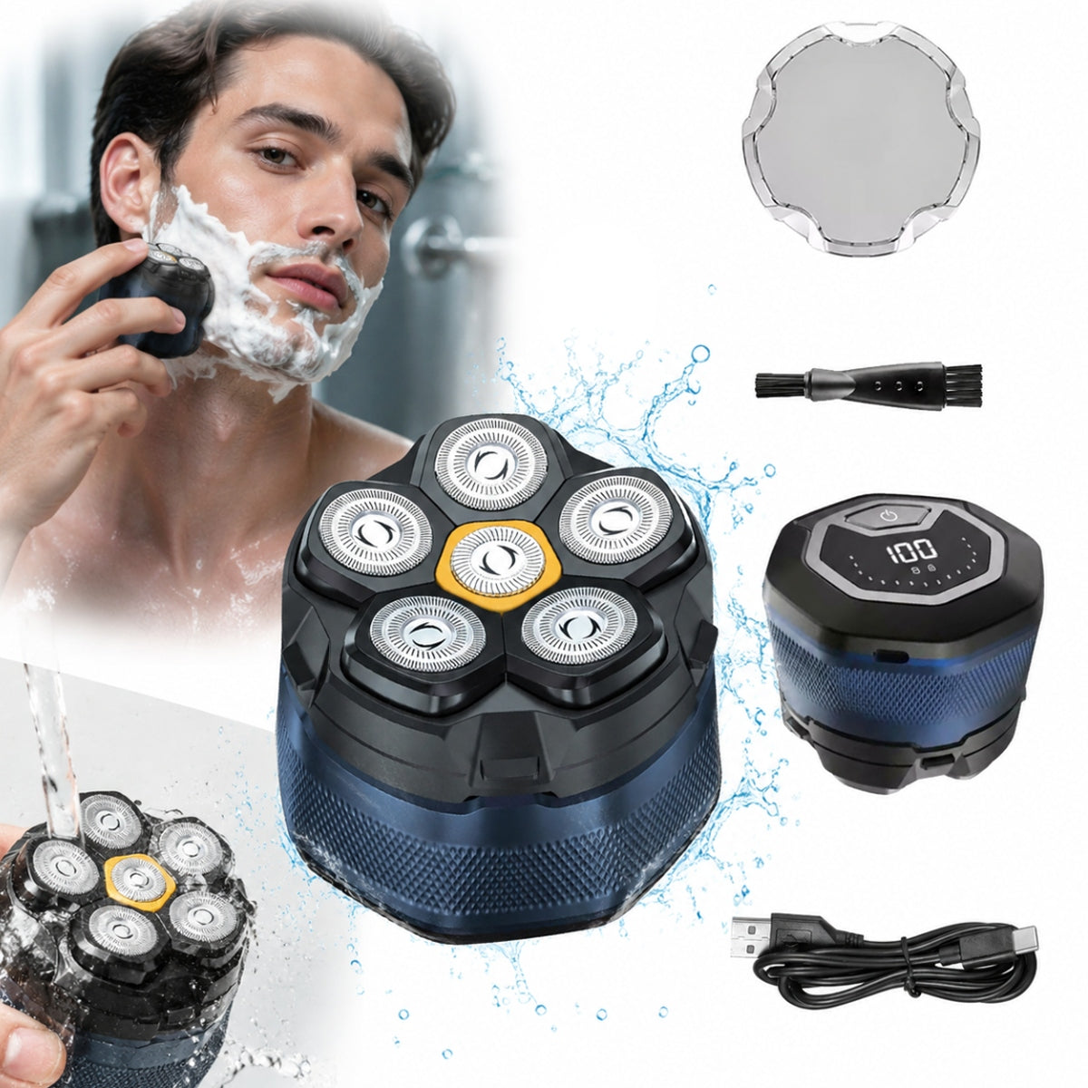 ELECTRIC SHAVER 6 HEADS WATERPROOF 1400MAH FOR BEARD AND BODY SHAVING