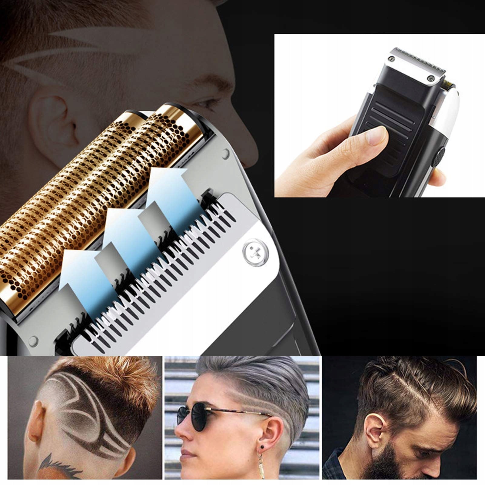 ELECTRIC SHAVER FOR MEN WITH LCD DISPLAY, BLACK, WITH USB CABLE Wireless operating time 01 min