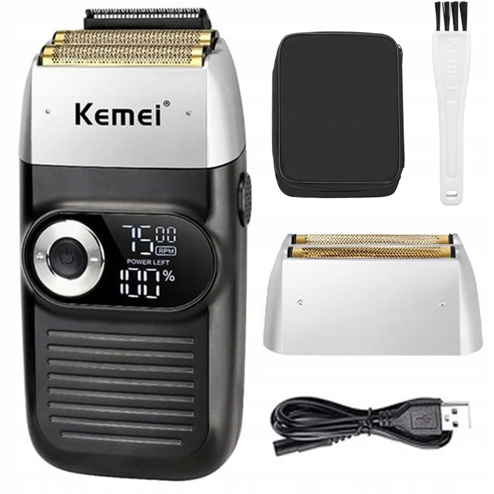 ELECTRIC SHAVER FOR MEN WITH LCD DISPLAY, BLACK, WITH USB CABLE
