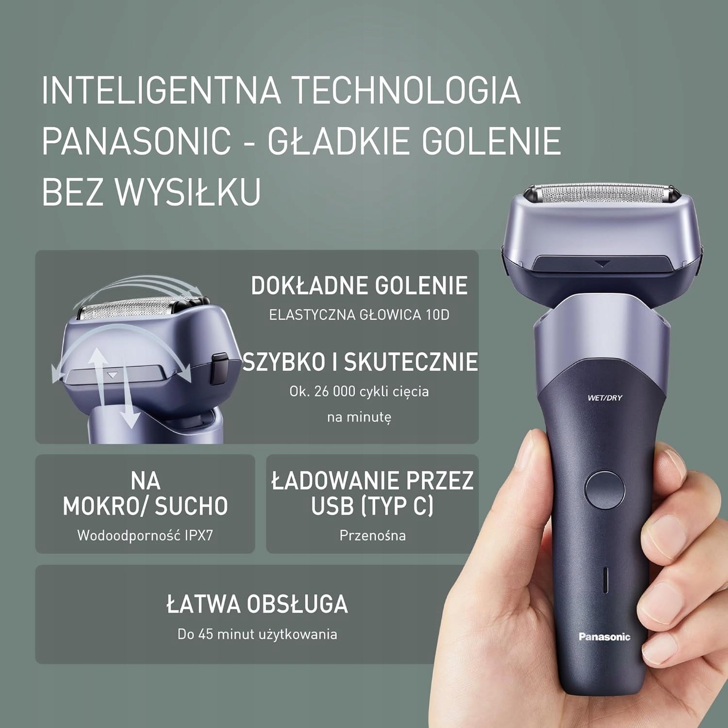 ELECTRIC SHAVER MALE 3 BLADES USB-C WET DRY LED Manufacturer code 5905931566203