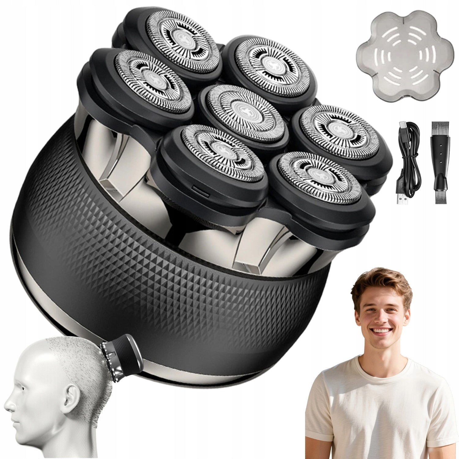 ELECTRIC SHAVER MALE 7D FLOATING LED HEAD DISPLAY 2 GEARS