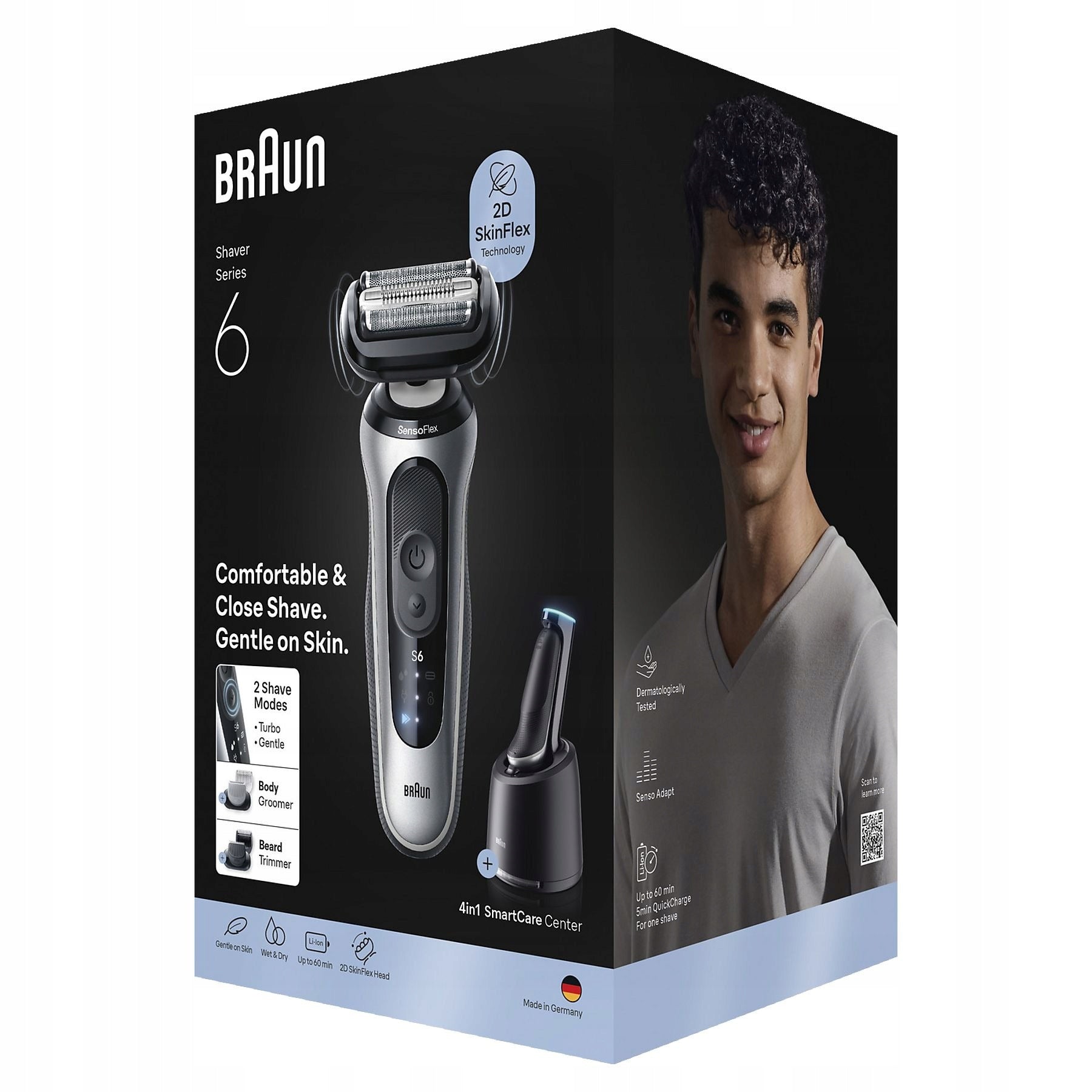 ELECTRIC SHAVER MALE BRAUN SERIES 6 62-S7650CC FOIL BLADE Wireless operating time 60 min