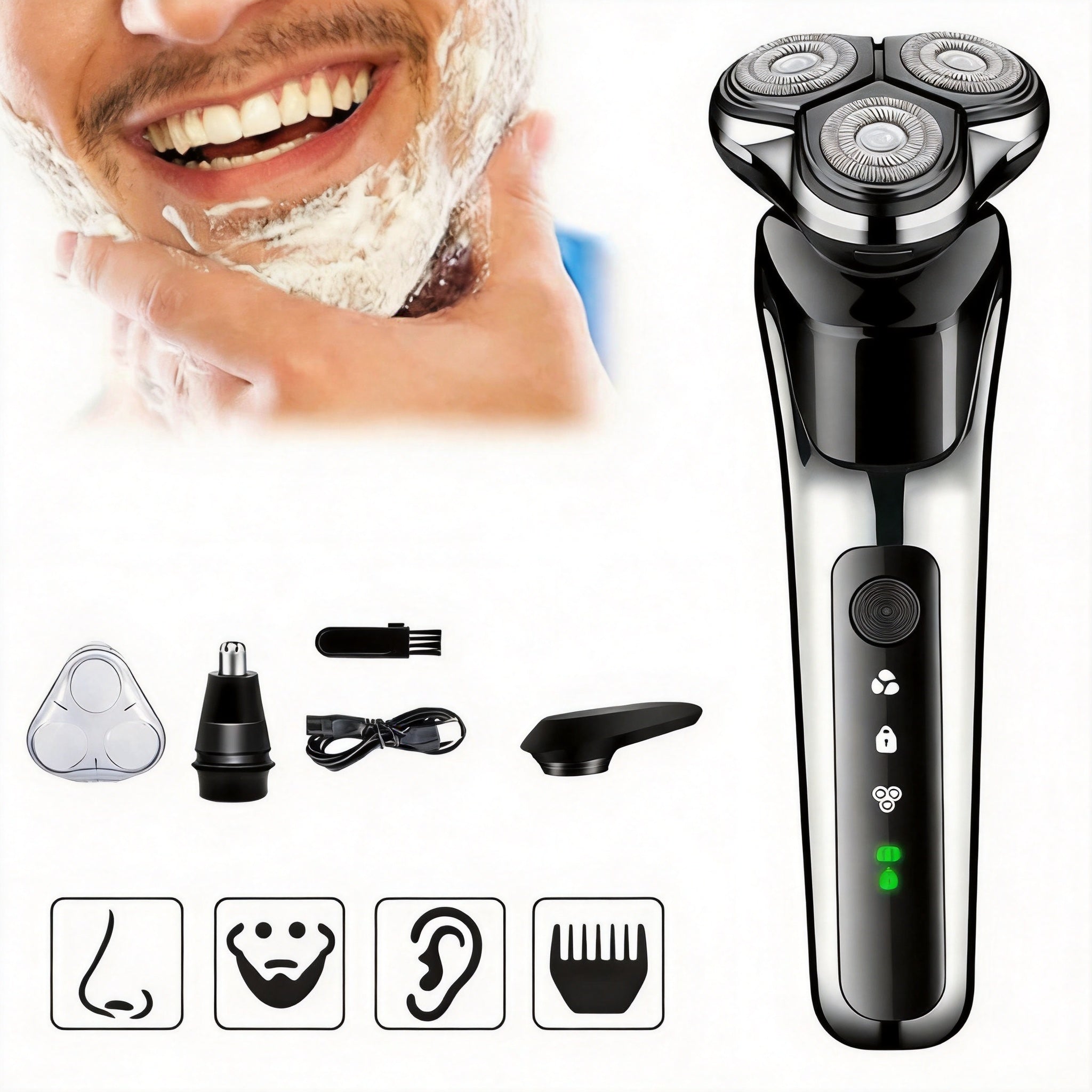 ELECTRIC SHAVER SHAVING NASAL HAIR TRIMMING BEARD TRIMMER Dominant color black