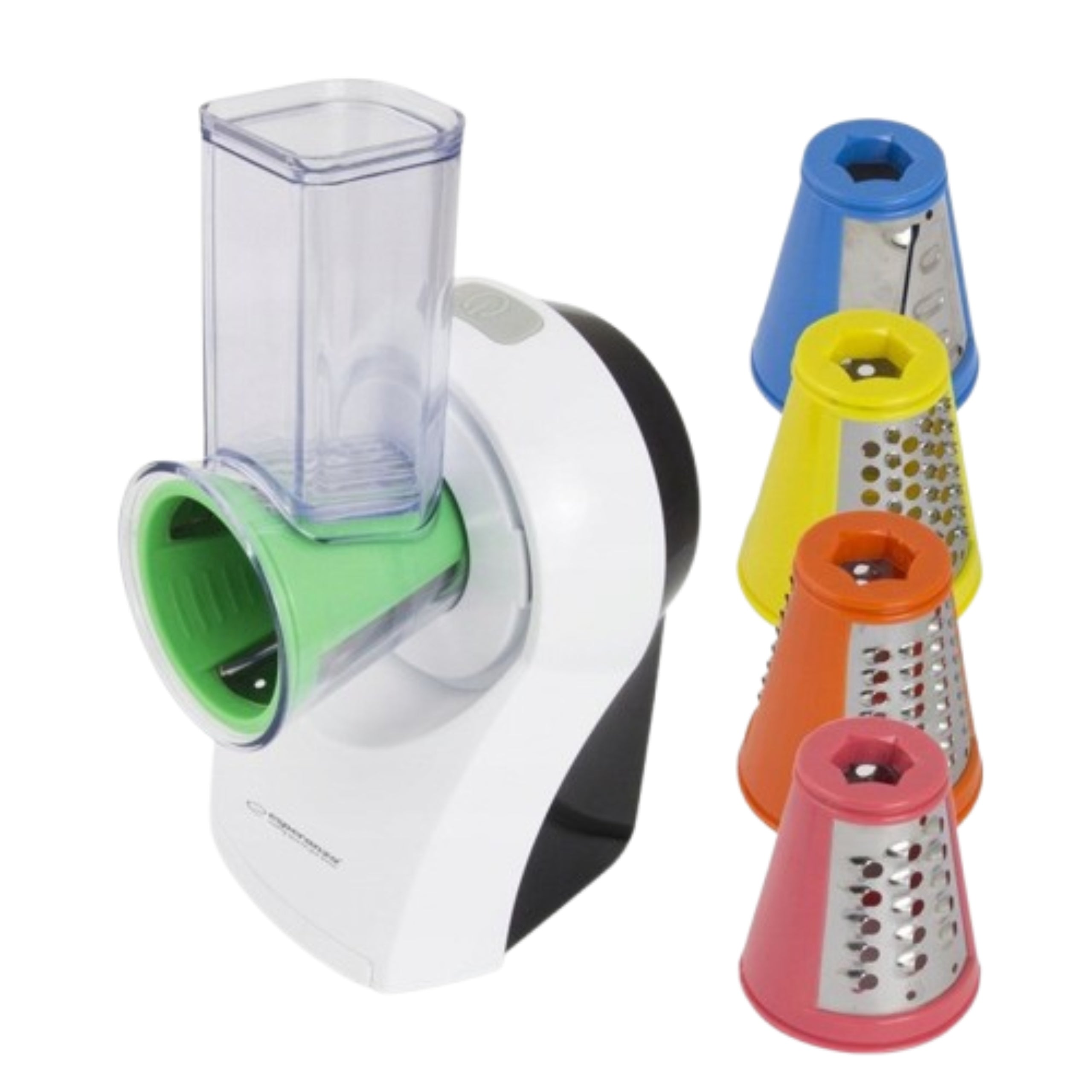 ELECTRIC SHREDDER FOR VEGETABLES GRATER FRUIT AND CHEESE 150W + 5 TIPS Packaging status original