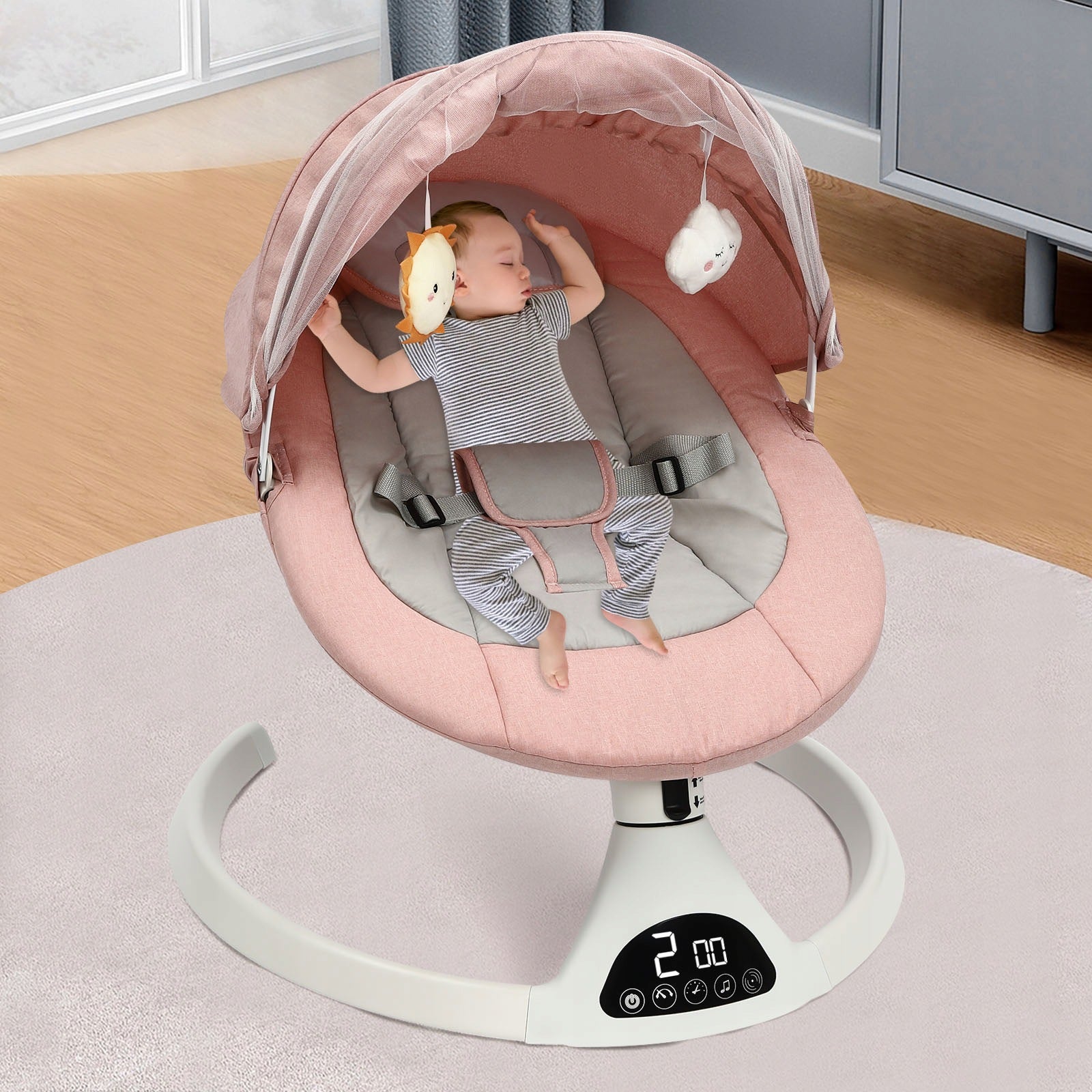 ELECTRIC SILENT SWING FOR BABIES WITH A LIFTING CAPACITY OF 12KG WITH BLUETOOTH FUNCTION Packaging status original