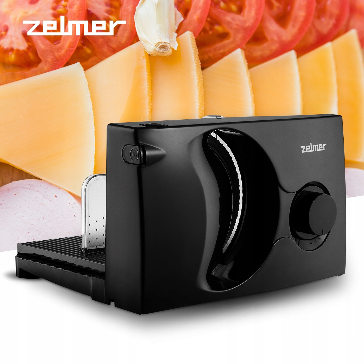 ELECTRIC SLICER ZELMER FOR SAUSAGE BREAD SMOOTH CUTTING ADJUSTMENT Dominant color black