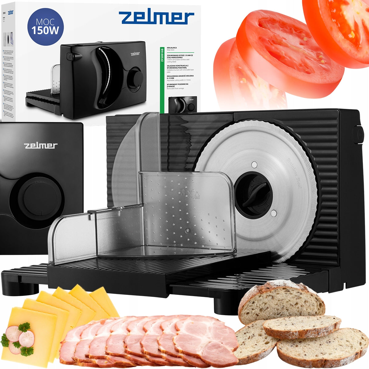 ELECTRIC SLICER ZELMER FOR SAUSAGE BREAD SMOOTH CUTTING ADJUSTMENT